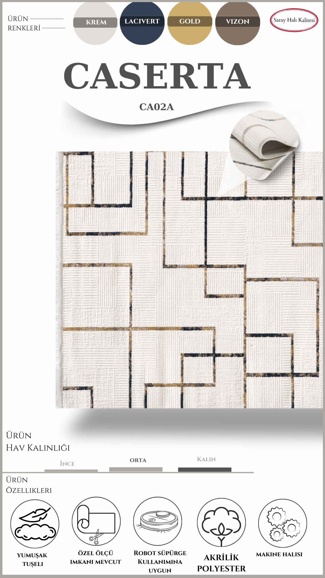 Antre ve Mutfak Halısı Özel Kesim CASERTA CA02A