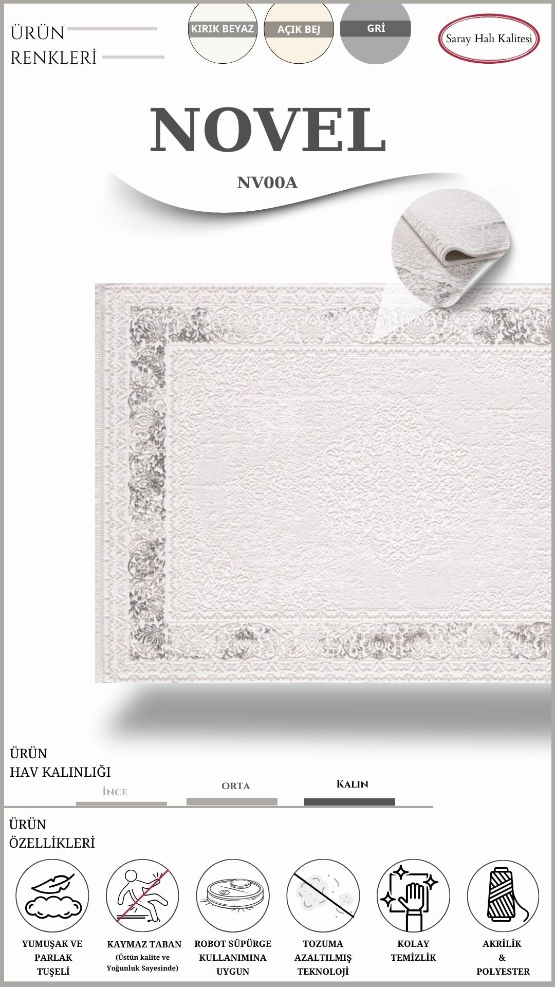 Dekoratif Salon Halısı NOVEL NV00A