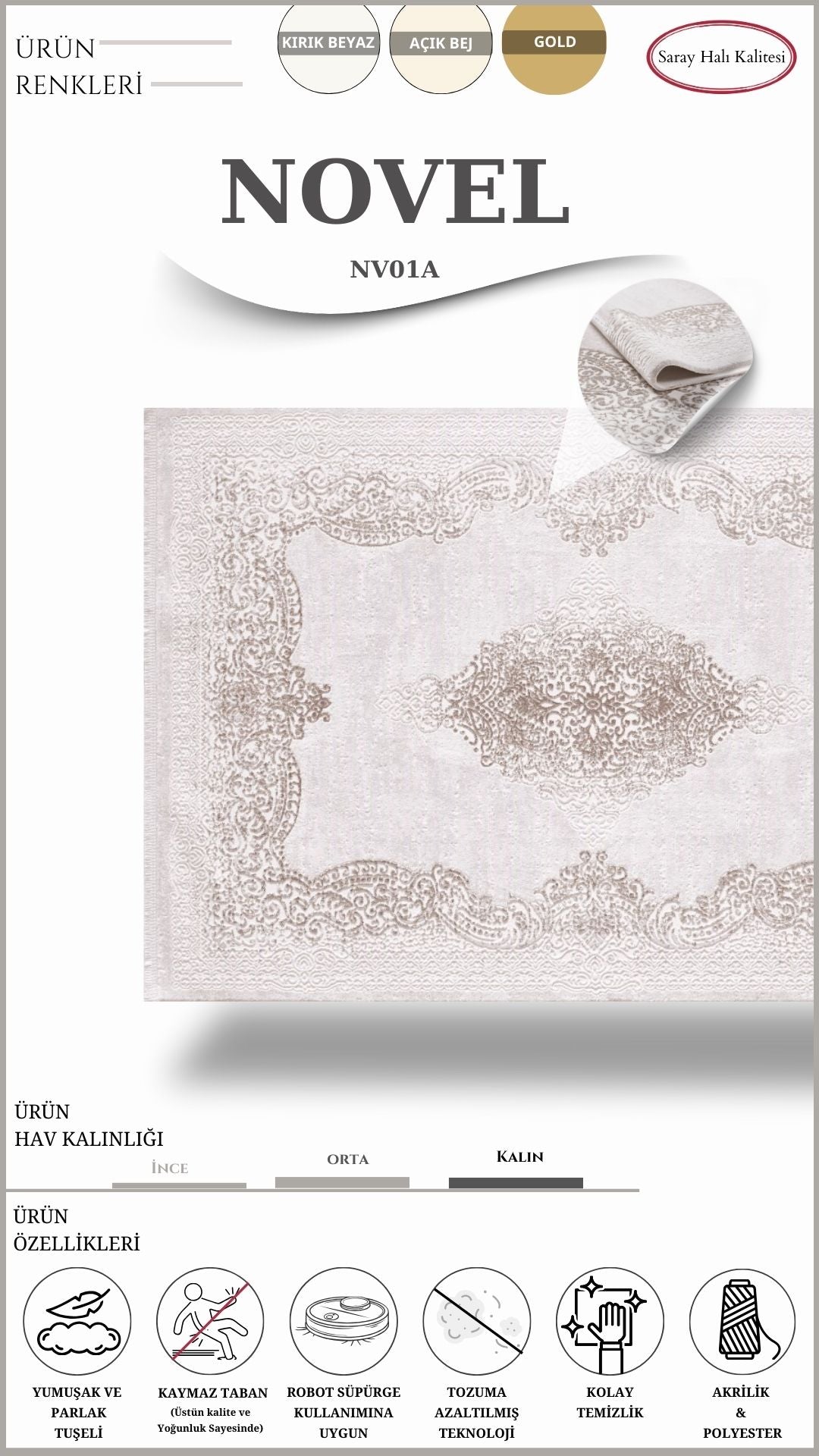 Dekoratif Salon Halısı NOVEL NV01A