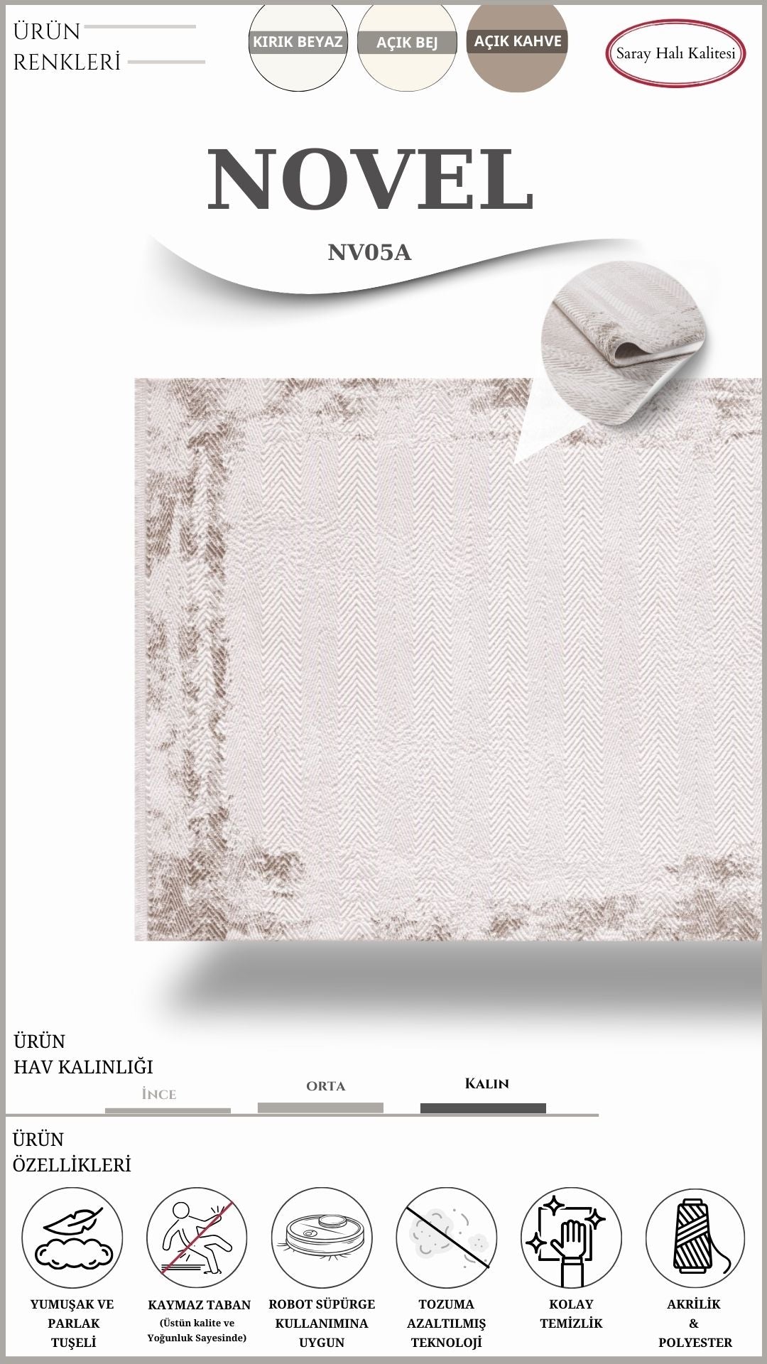 Dekoratif Salon Halısı NOVEL NV05A