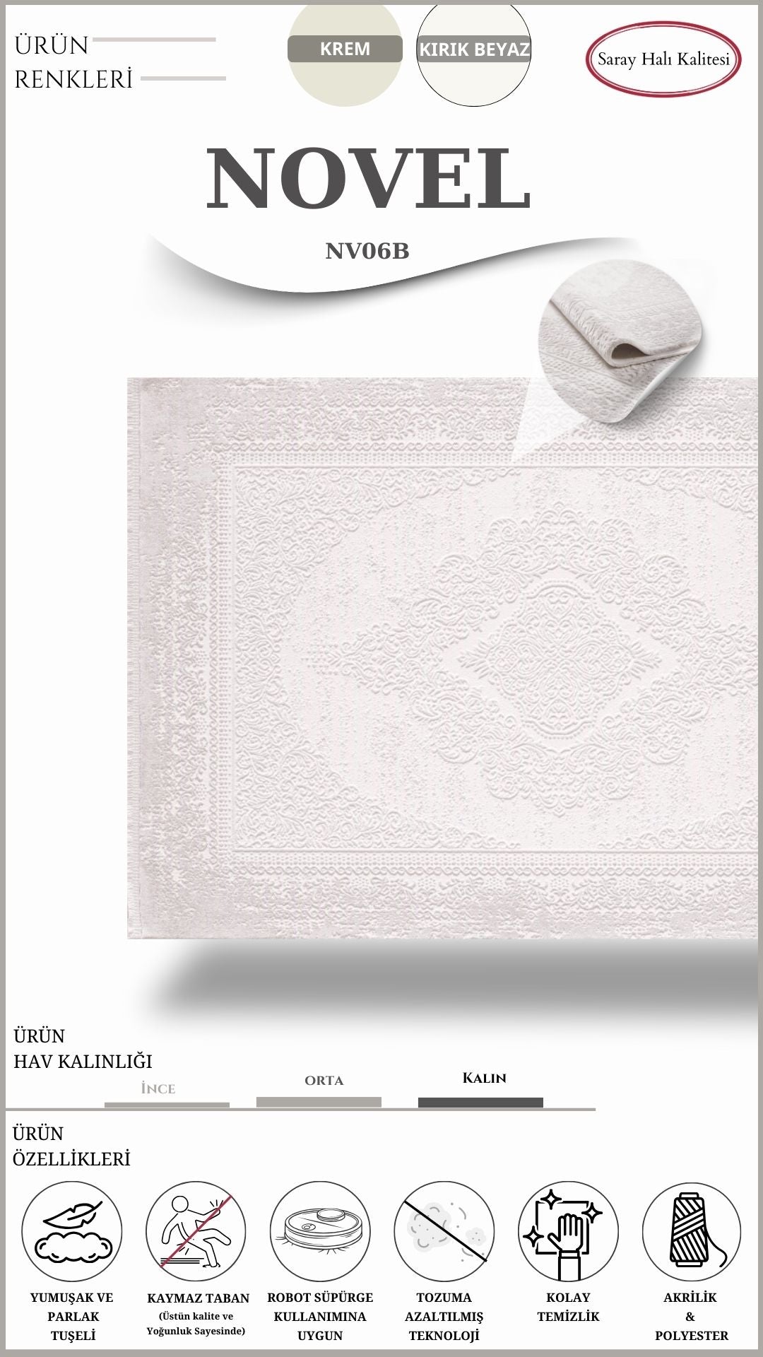 Dekoratif Salon Halısı NOVEL NV06B