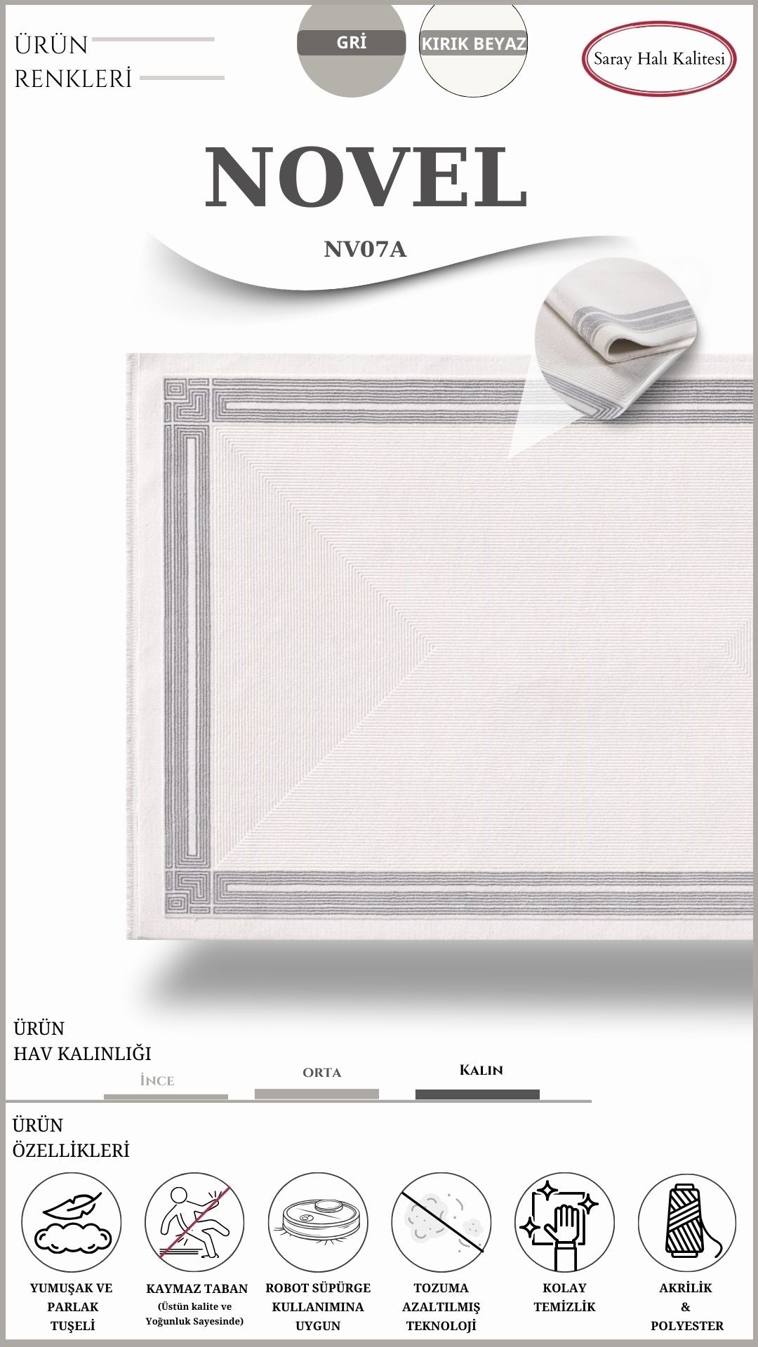 Dekoratif Salon Halısı NOVEL NV07A