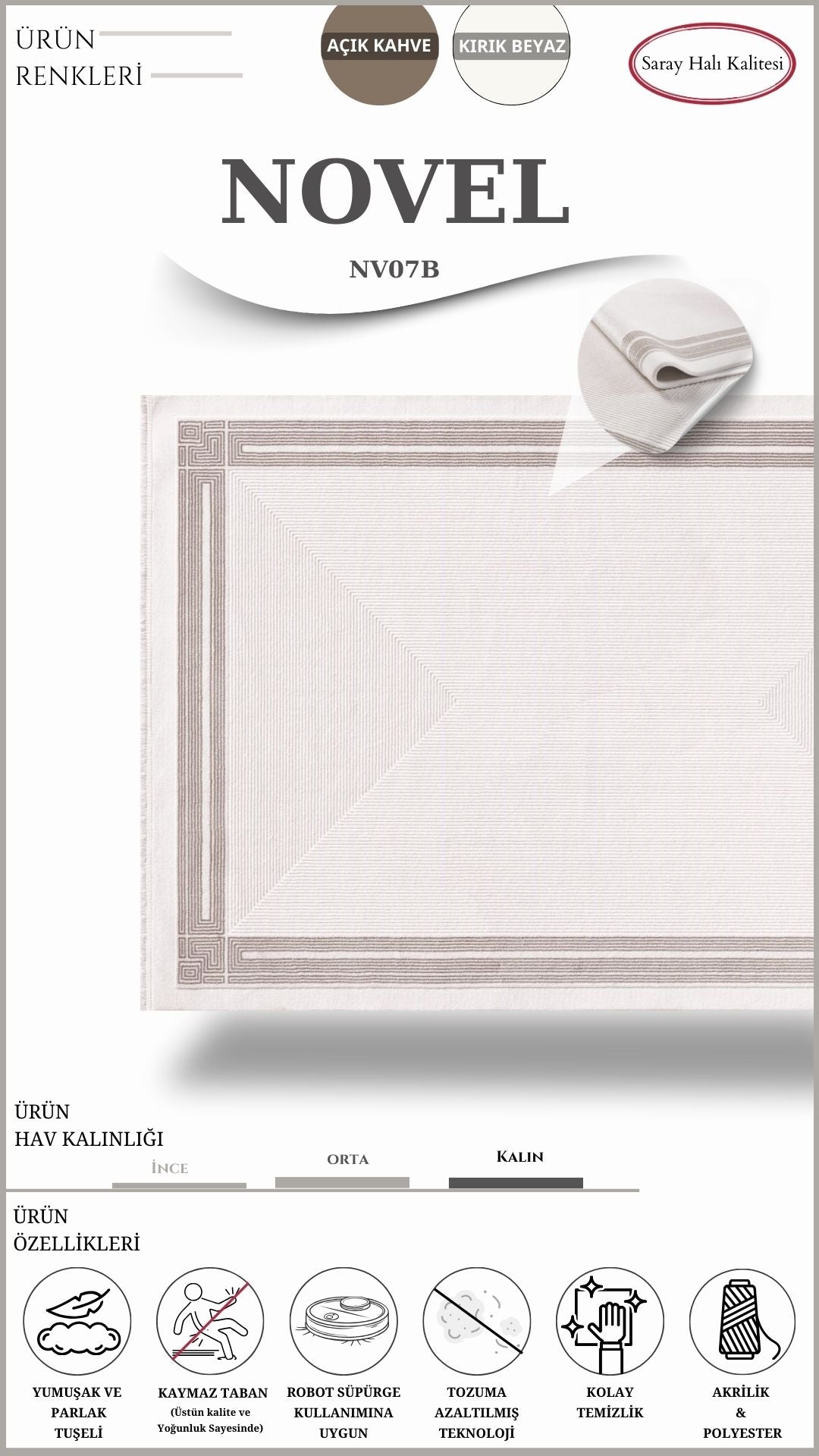 Dekoratif Salon Halısı NOVEL NV07B