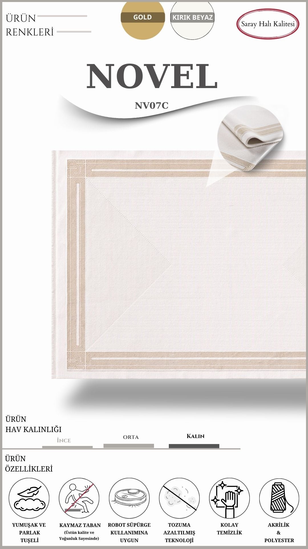 Dekoratif Salon Halısı NOVEL NV07C