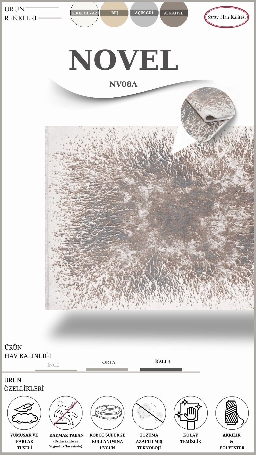 Dekoratif Salon Halısı NOVEL NV08A