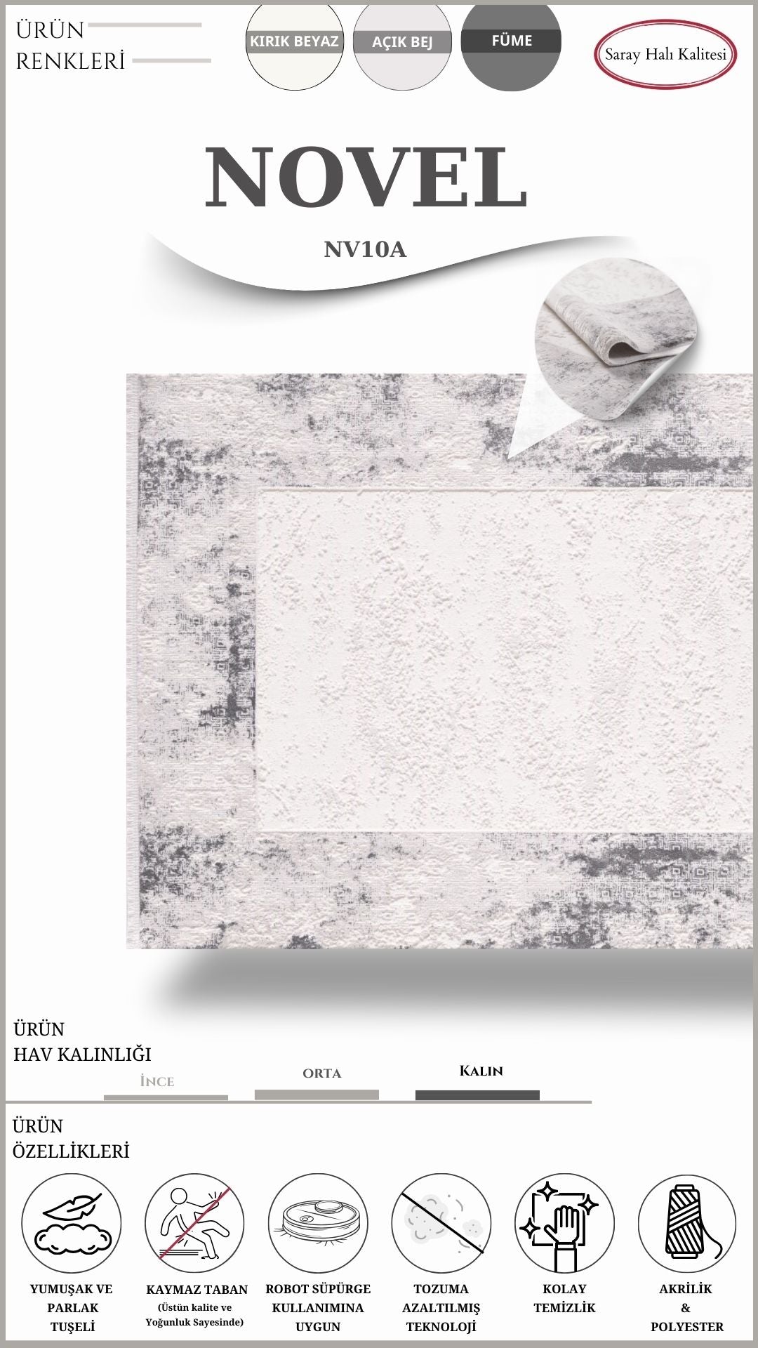 Dekoratif Salon Halısı NOVEL NV10A