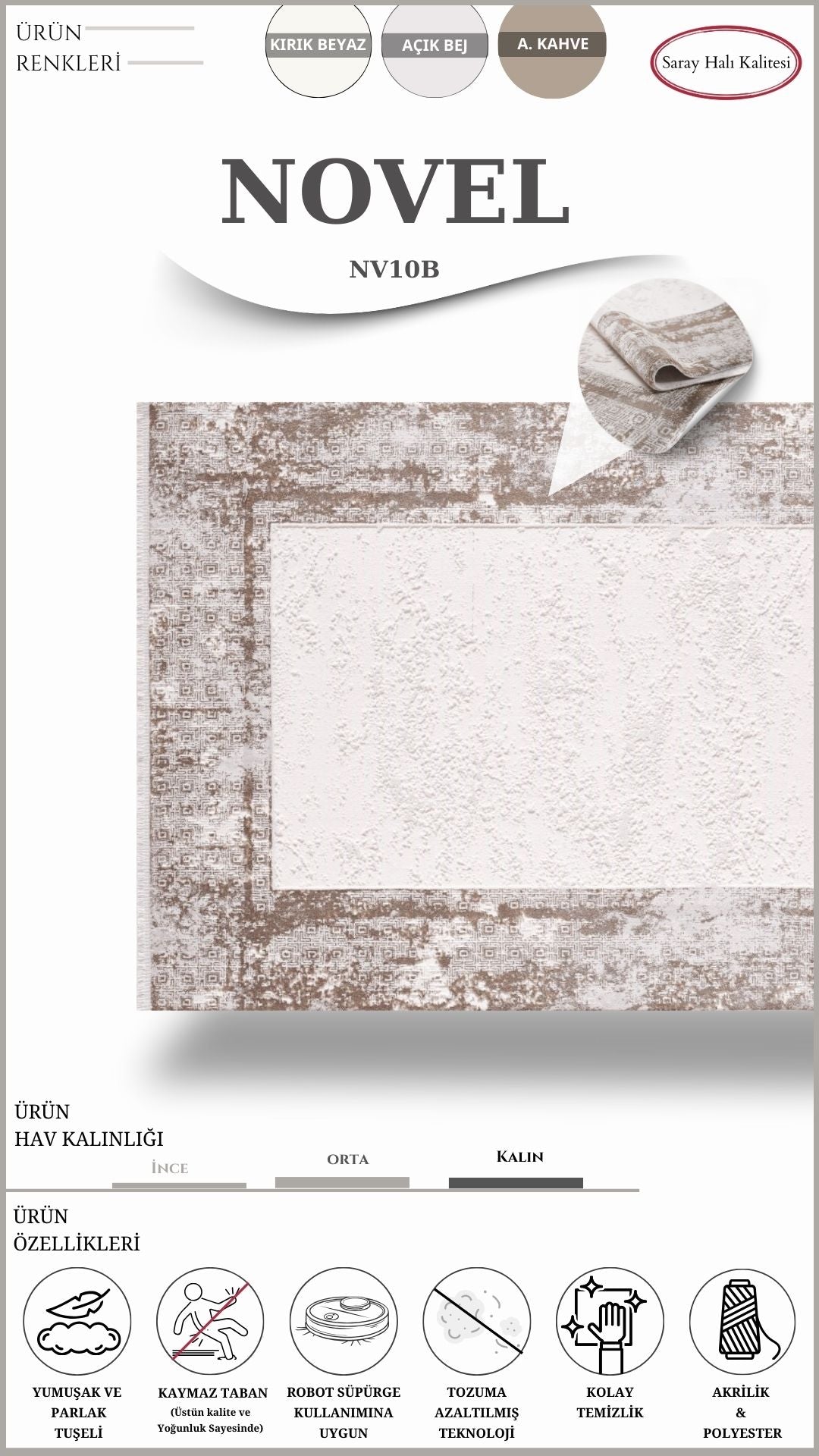 Dekoratif Salon Halısı NOVEL NV10B