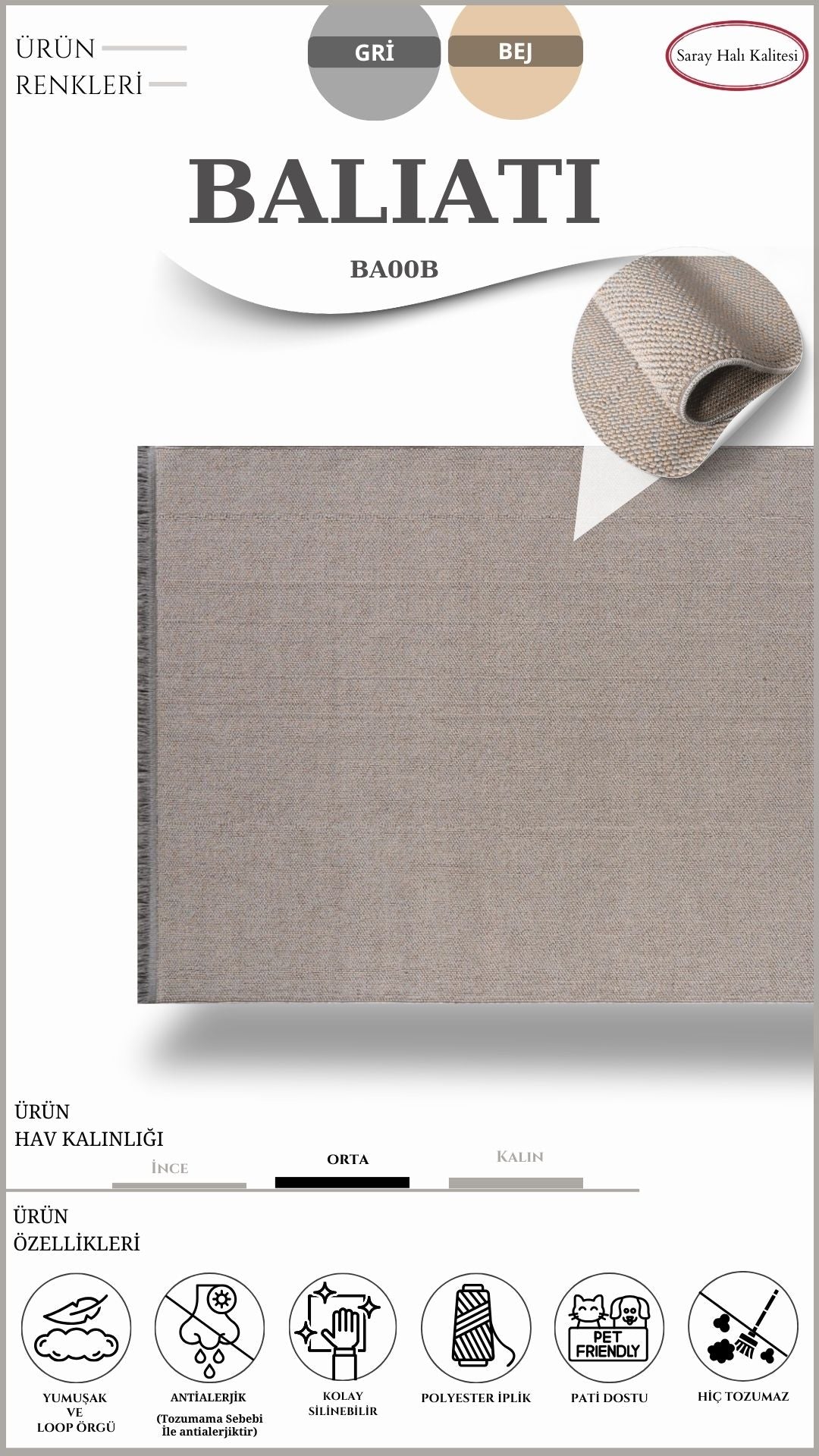 Scandinavian Decorative Carpet Baliati BA00B