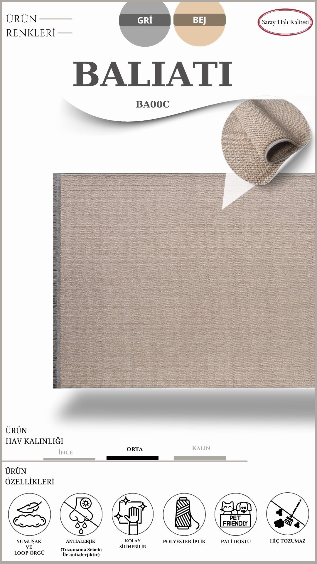 Scandinavian Decorative Carpet Baliati BA00C