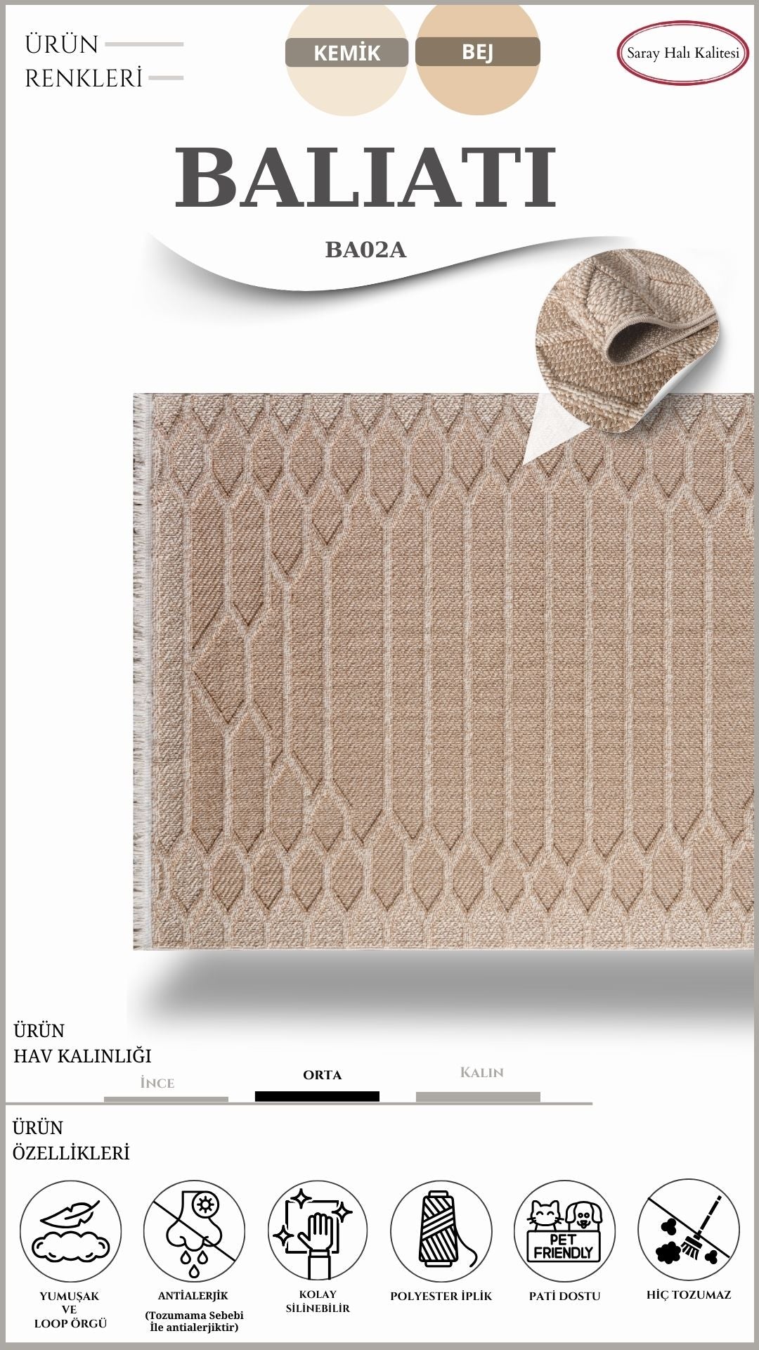 İskandinav Toz Tutmayan Halı BALIATI BA02A