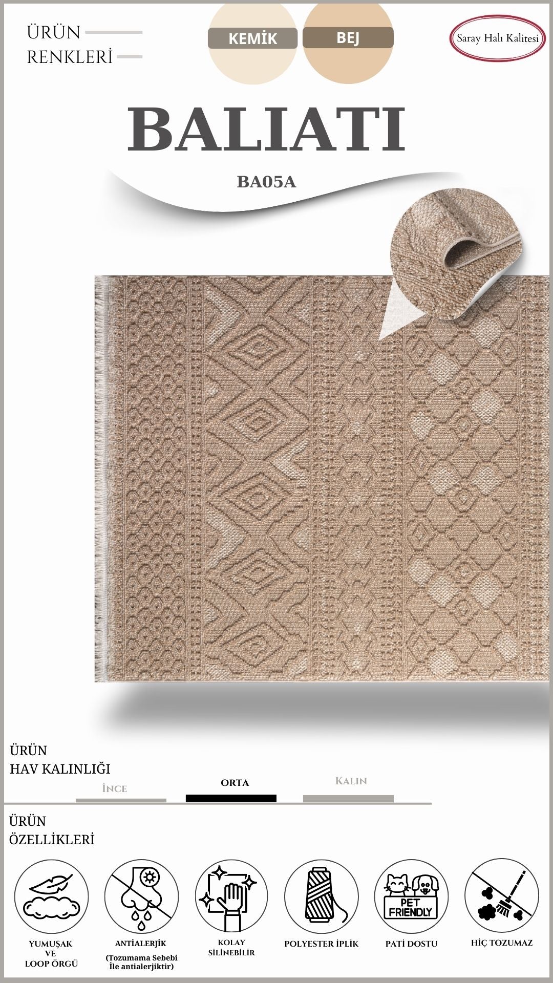 Scandinavian Decorative Carpet Baliati BA05A