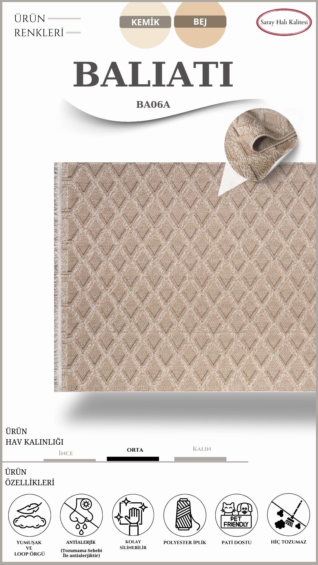 Scandinavian Decorative Carpet Baliati BA06A