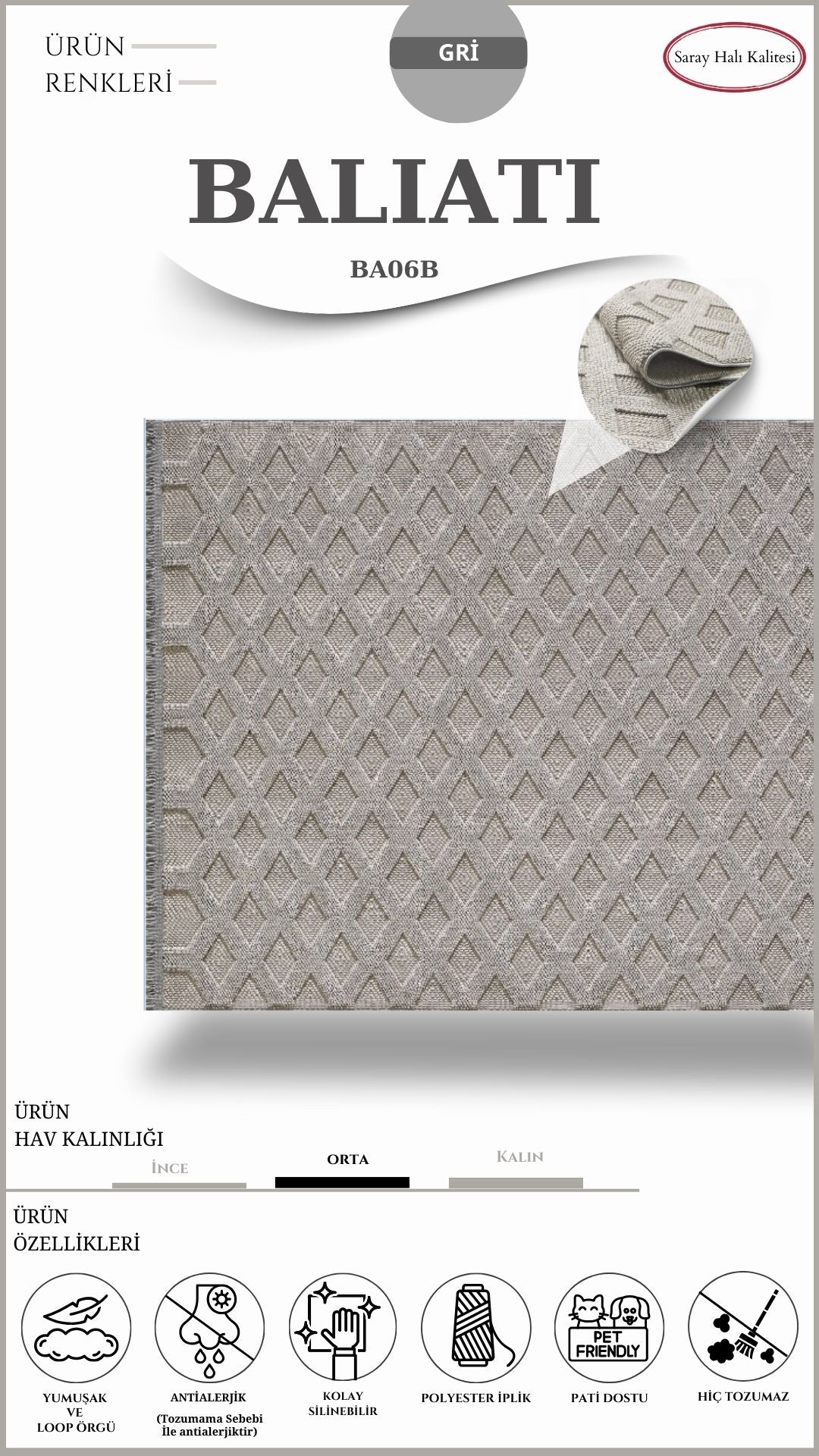 Scandinavian Decorative Carpet Baliati BA06B