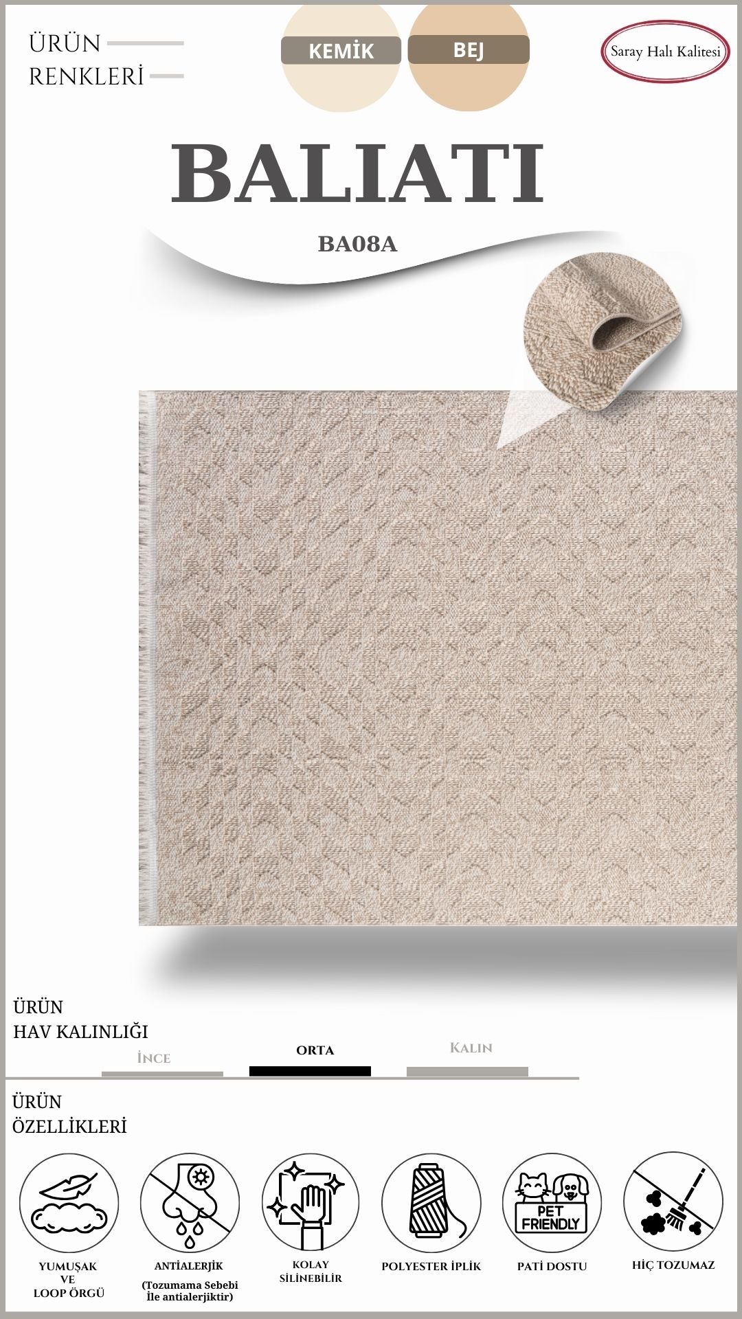 Scandinavian Decorative Carpet Baliati BA08A