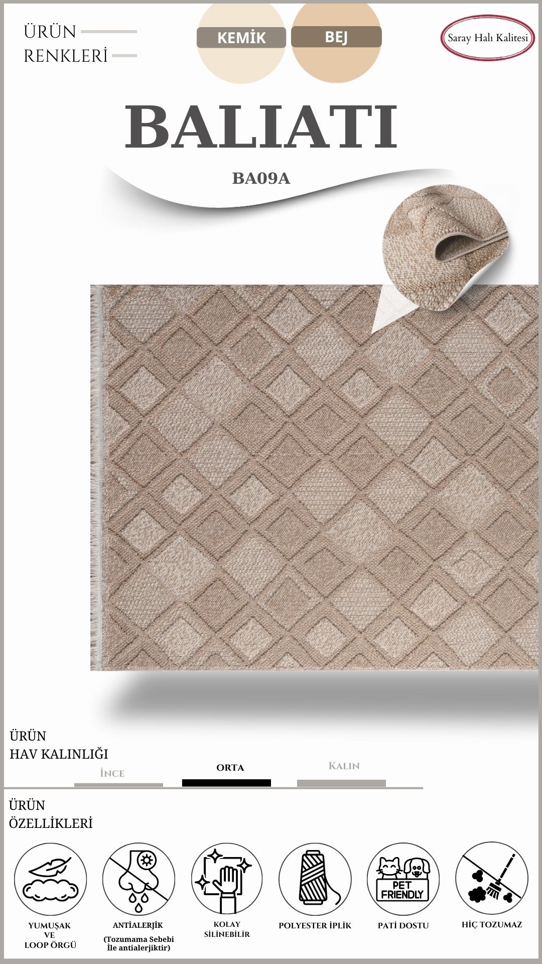 Scandinavian Decorative Carpet Baliati BA09A