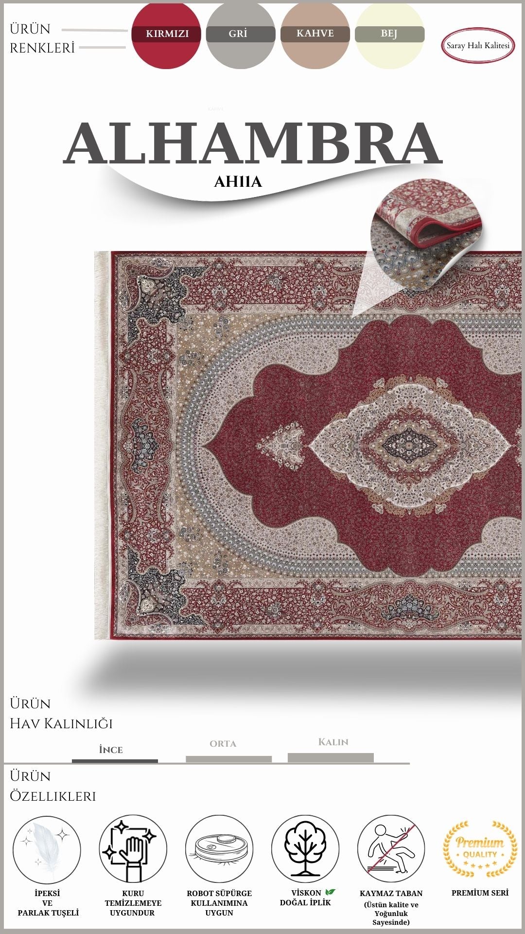 Klasik Kaliteli Salon Halısı ALHAMBRA AH11A