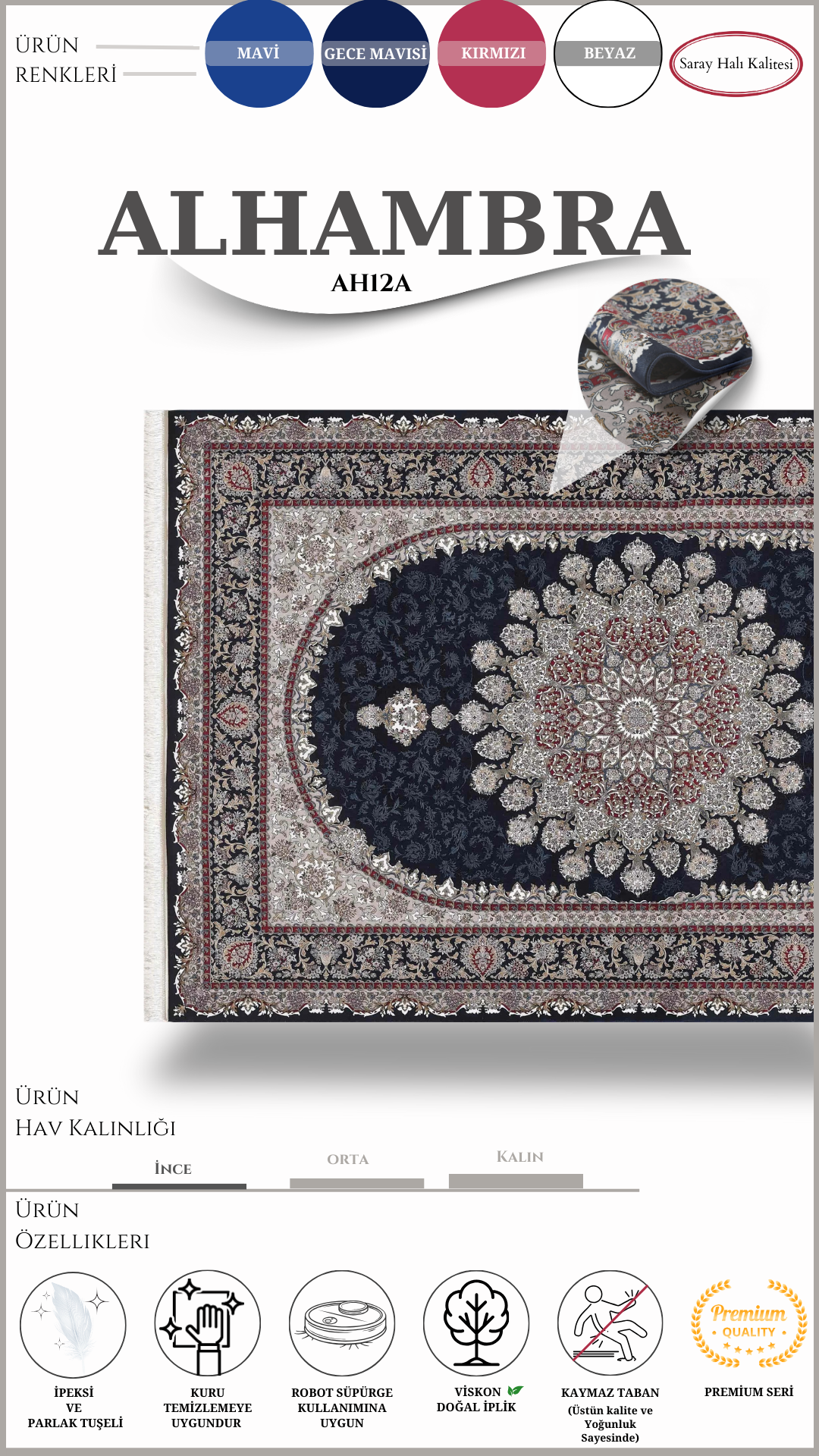 Klasik Kaliteli Salon Halısı ALHAMBRA AH12A