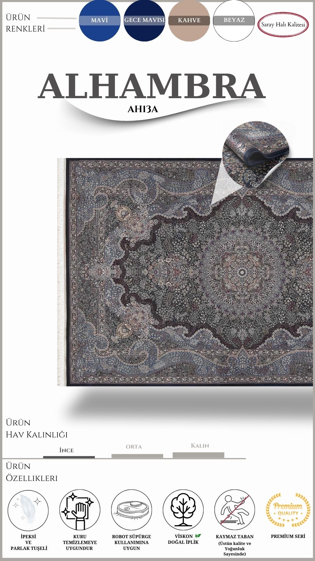 Klasik Kaliteli Salon Halısı ALHAMBRA AH13A