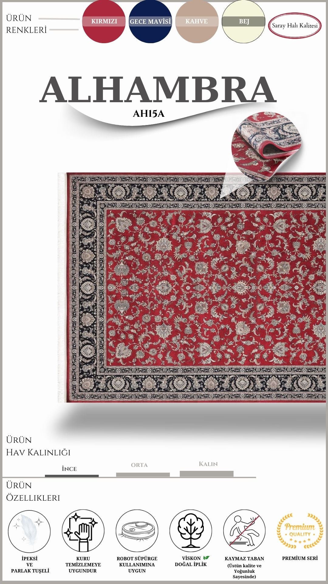 Klasik Kaliteli Salon Halısı ALHAMBRA AH15A