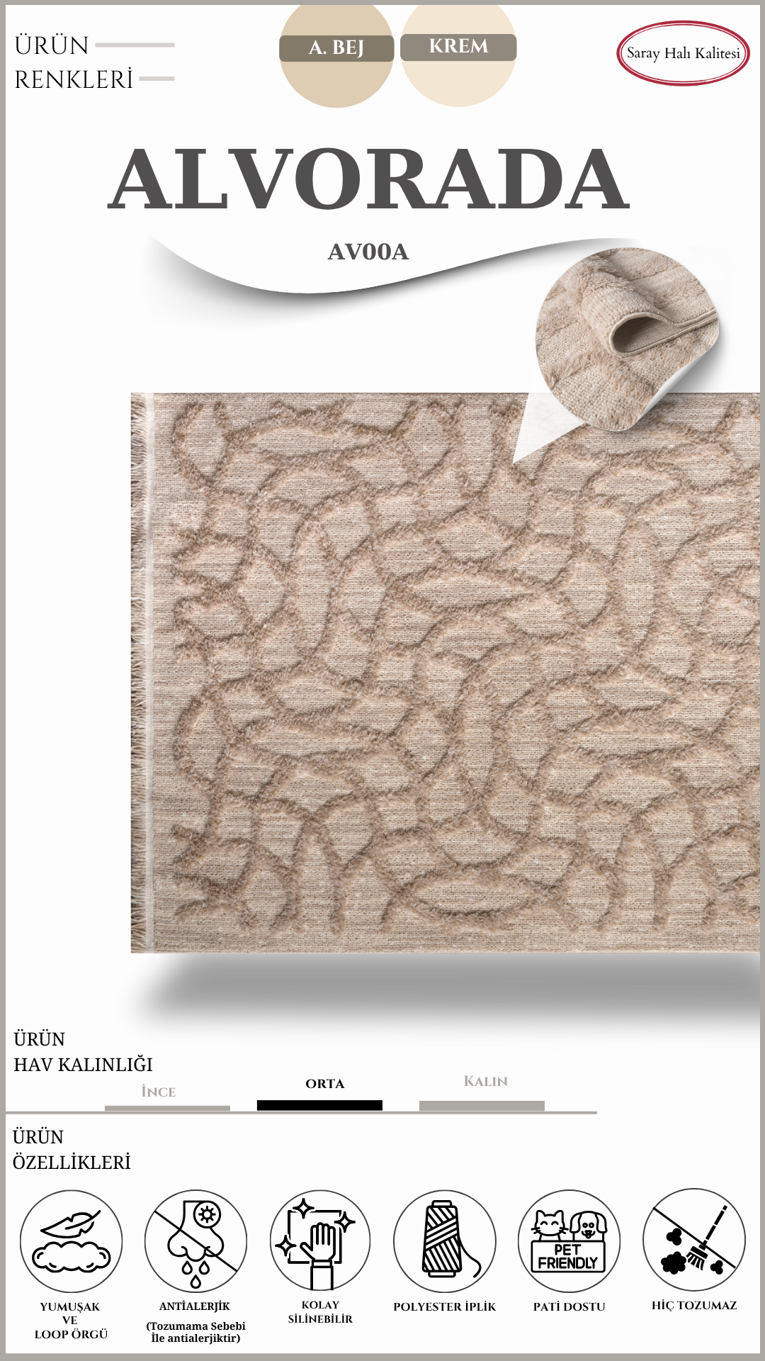 Koridor ve Mutfak Halısı Özel Kesim ALVORADA AV00A