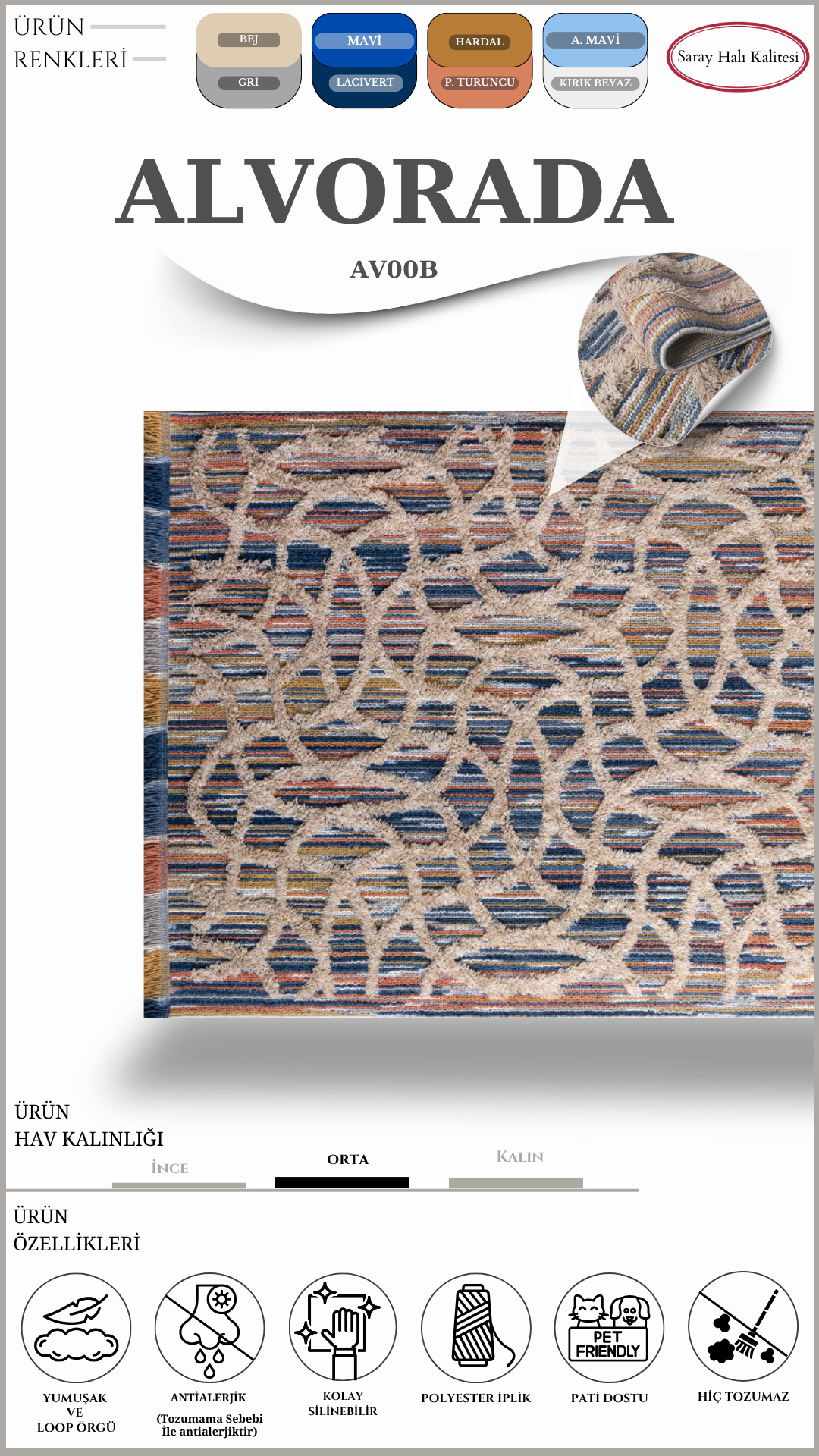 Koridor ve Mutfak Halısı Özel Kesim ALVORADA AV00B