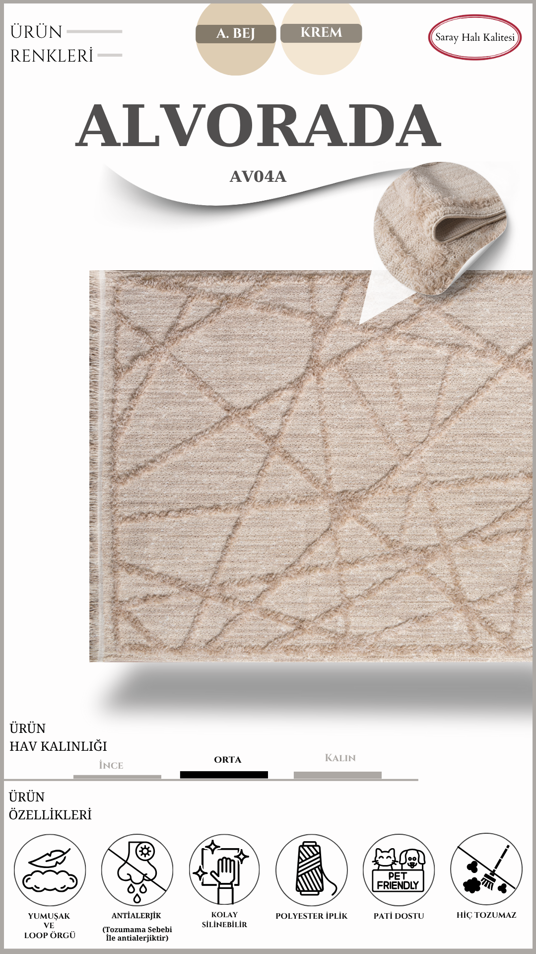 Koridor ve Mutfak Halısı Özel Kesim ALVORADA AV04A