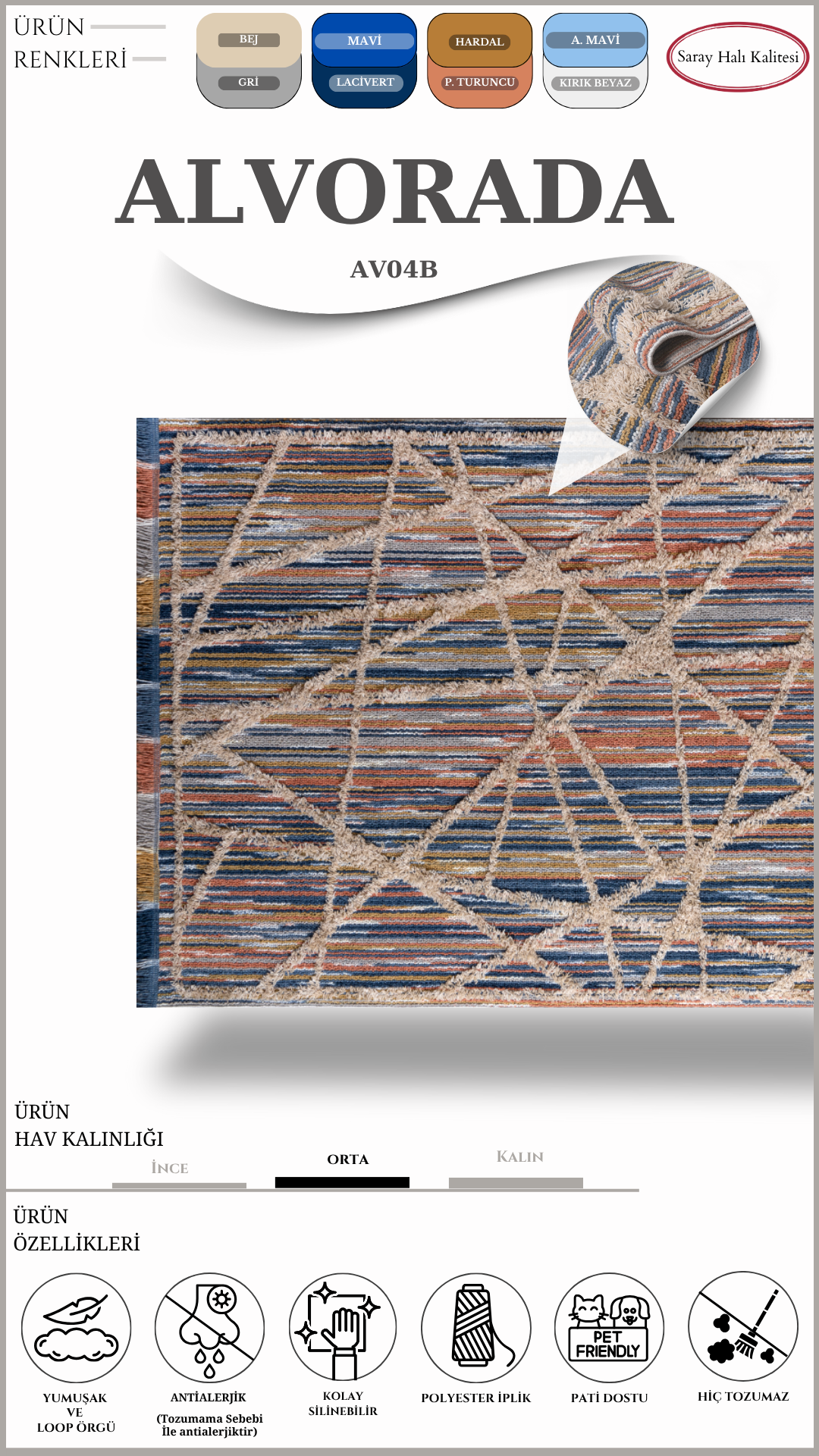 Koridor ve Mutfak Halısı Özel Kesim ALVORADA AV04B