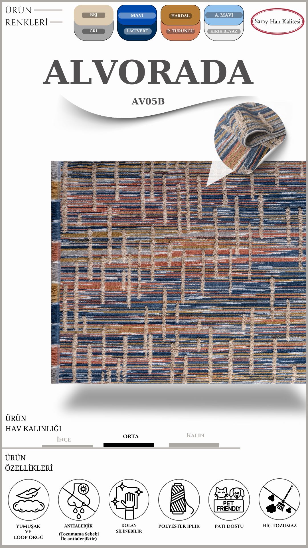 Koridor ve Mutfak Halısı Özel Kesim ALVORADA AV05B