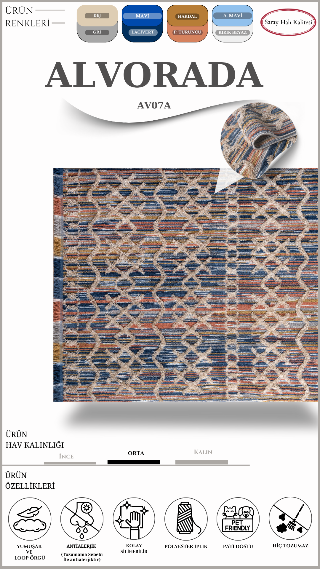 Koridor ve Mutfak Halısı Özel Kesim ALVORADA AV07A