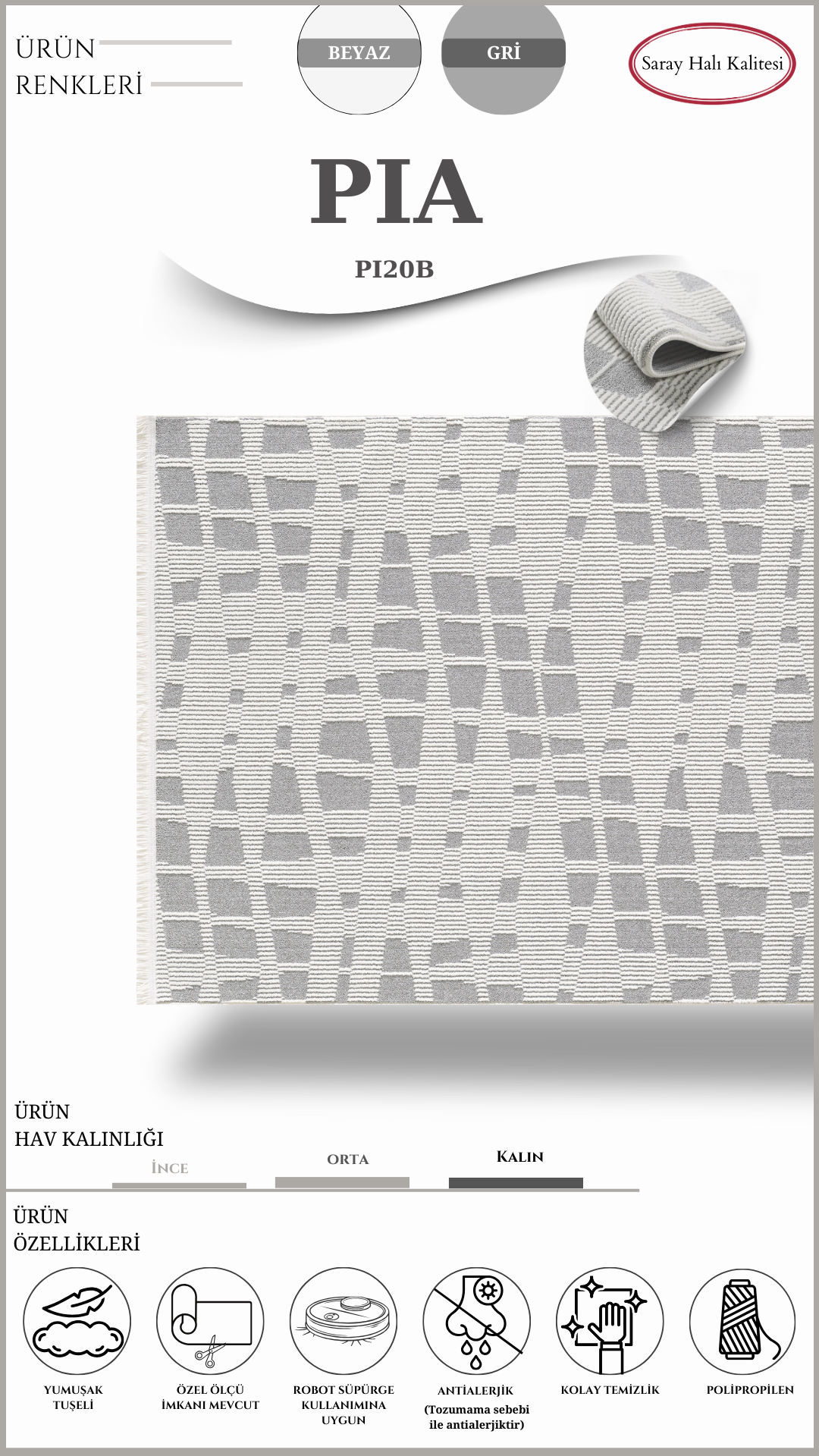 Koridor ve Mutfak Halısı Özel Kesim ARMONİ PİA Pİ20B