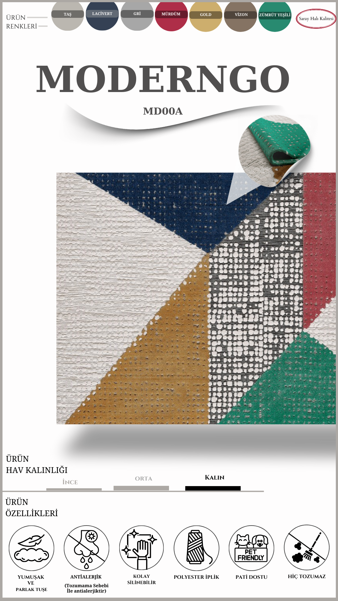 Modern Desenli Salon Halısı MODERNGO MD00A