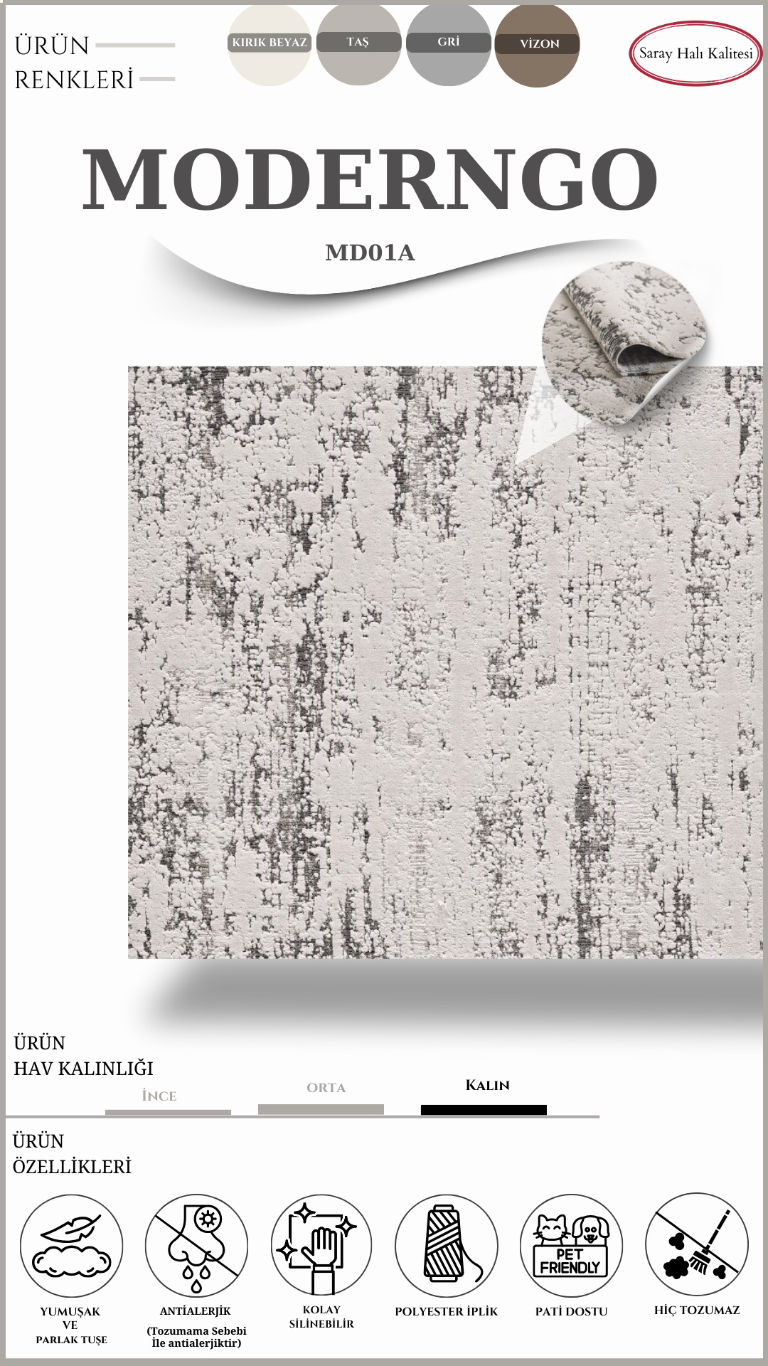 Modern Desenli Salon Halısı Özel Kesim MODERNGO MD01A