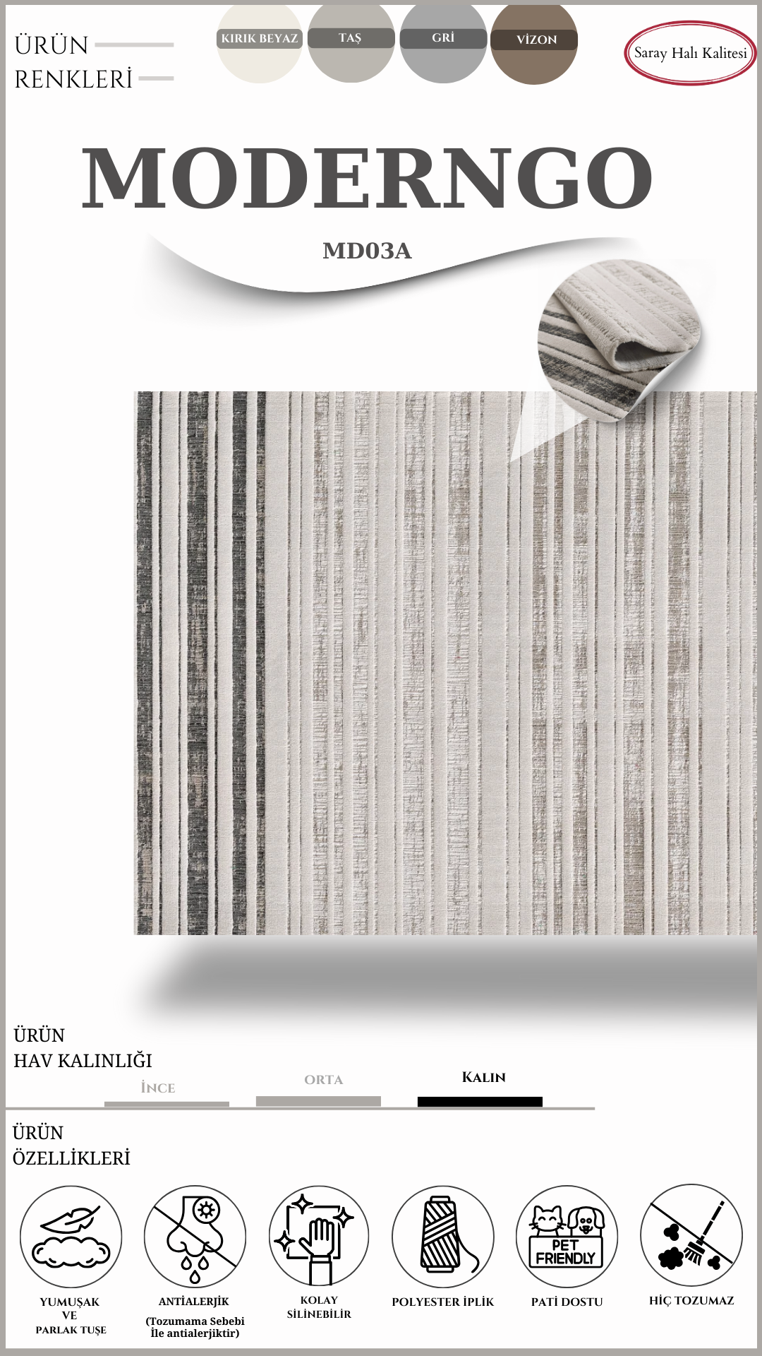 Modern Desenli Salon Halısı MODERNGO MD03A