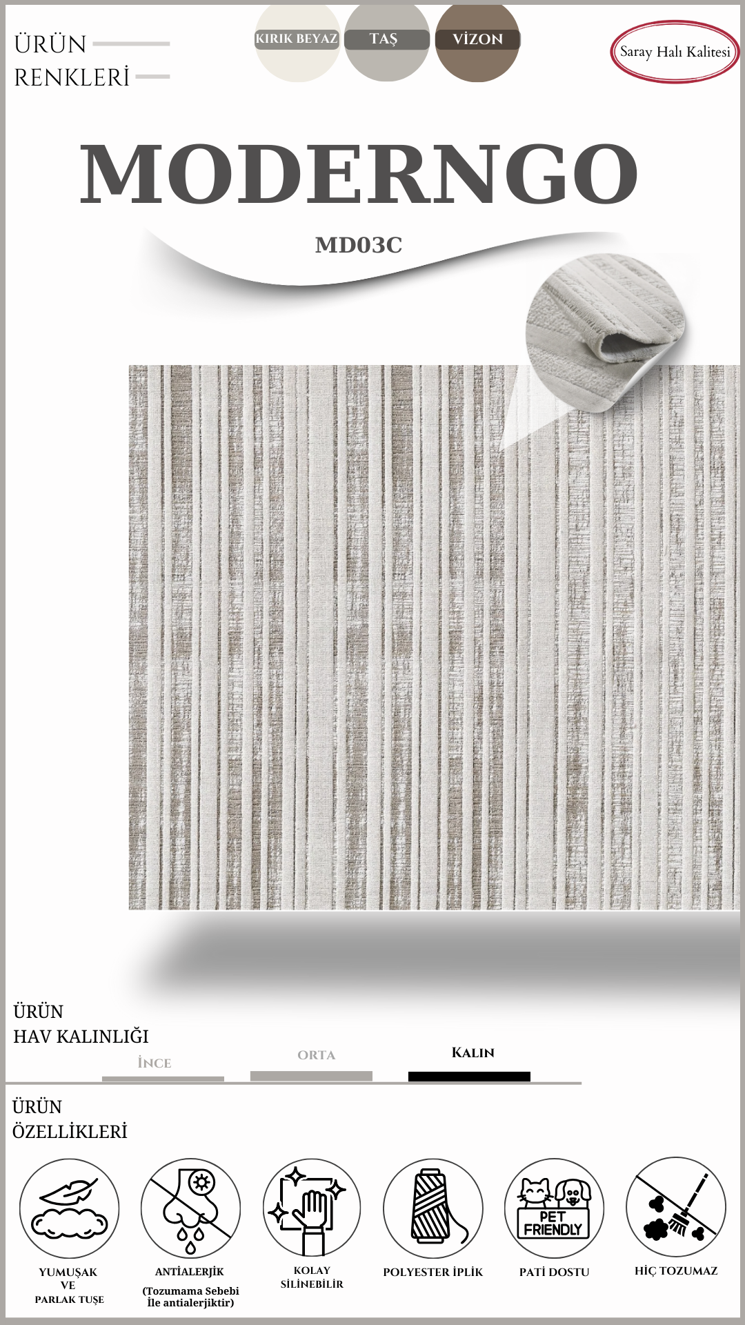 Modern Desenli Salon Halısı Özel Kesim MODERNGO MD03C