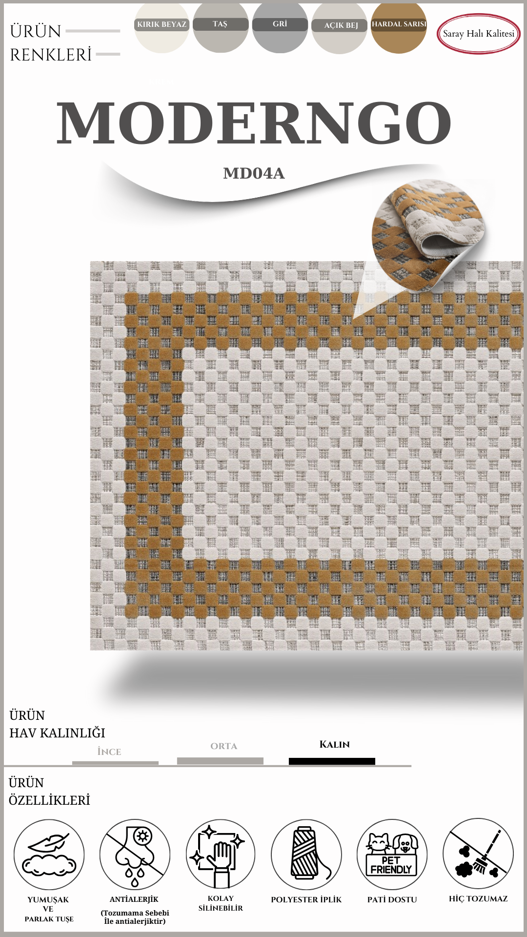 Modern Desenli Salon Halısı MODERNGO MD04A