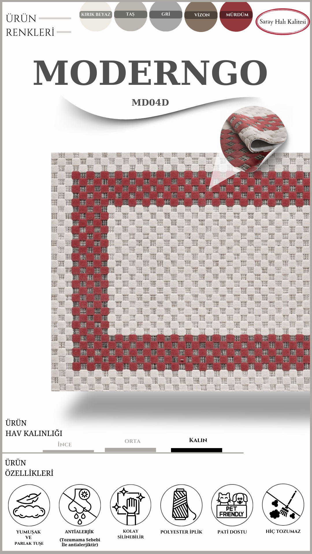 Modern Desenli Salon Halısı MODERNGO MD04D