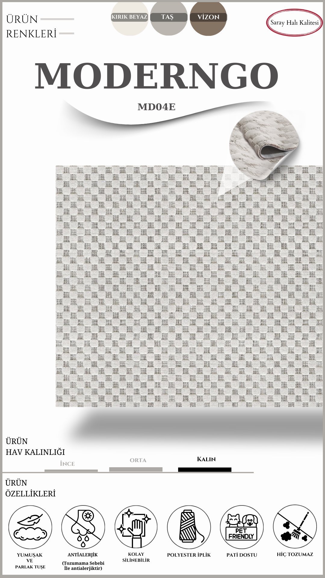 Modern Desenli Salon Halısı Özel Kesim MODERNGO MD04E
