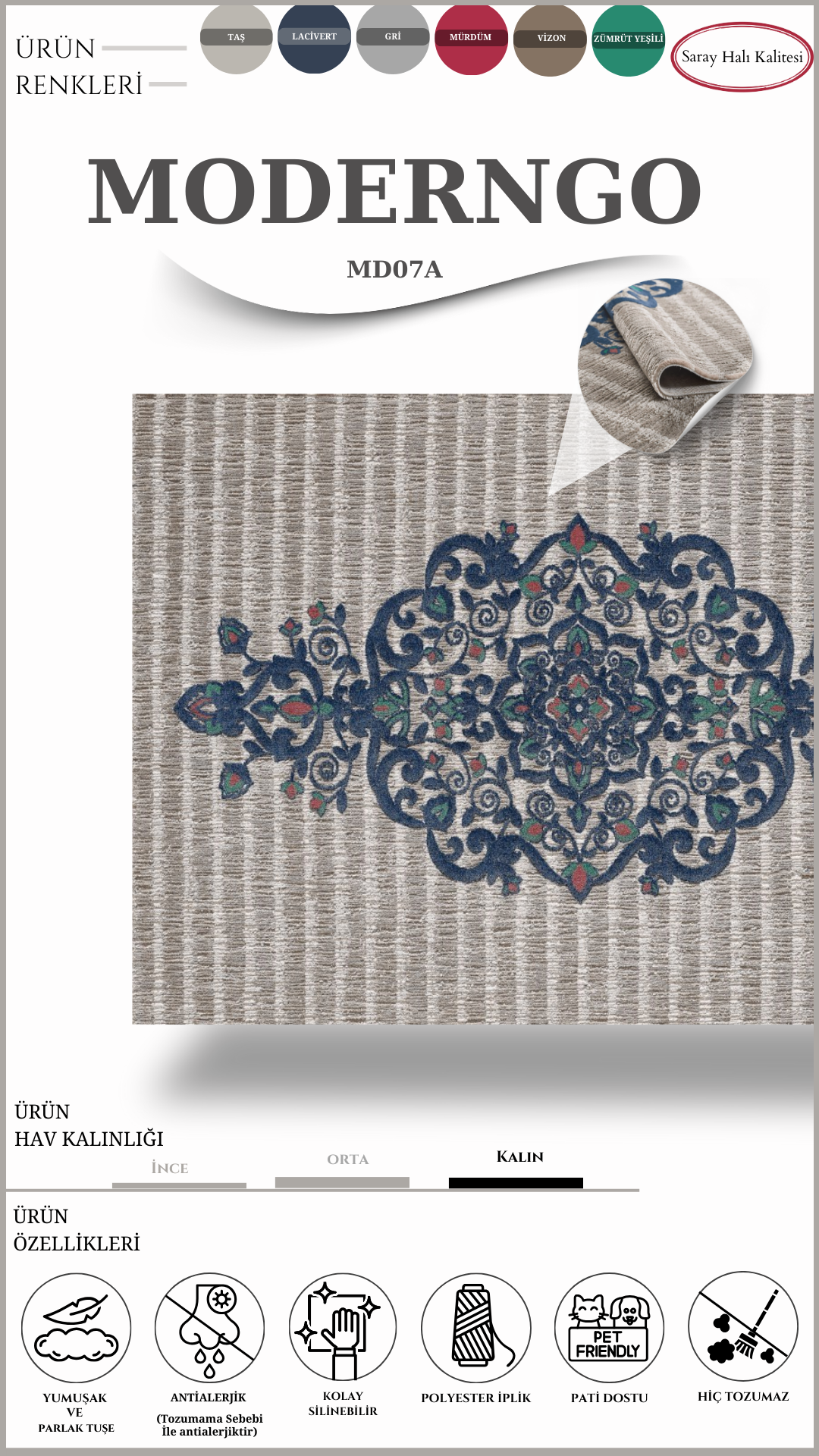 Modern Desenli Salon Halısı MODERNGO MD07A