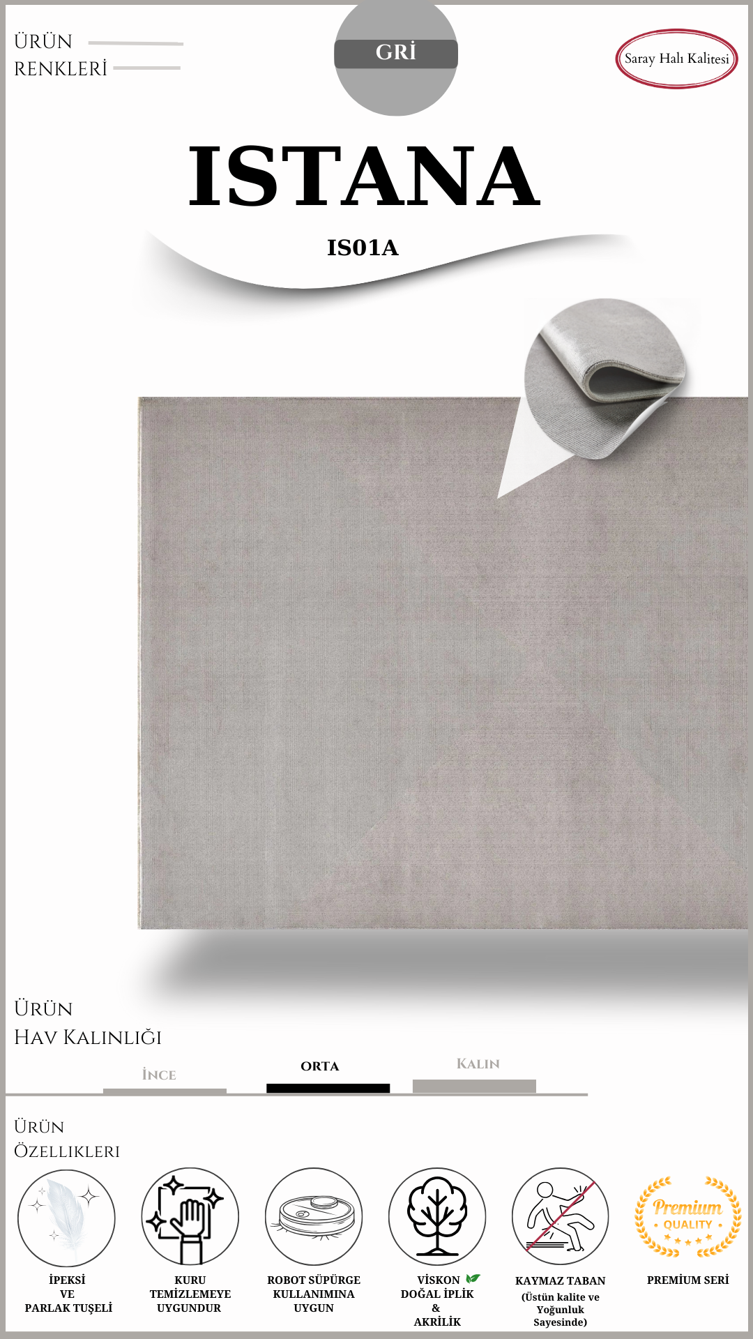 Modern, Yüksek Kaliteli Salon Halısı ISTANA IS01A