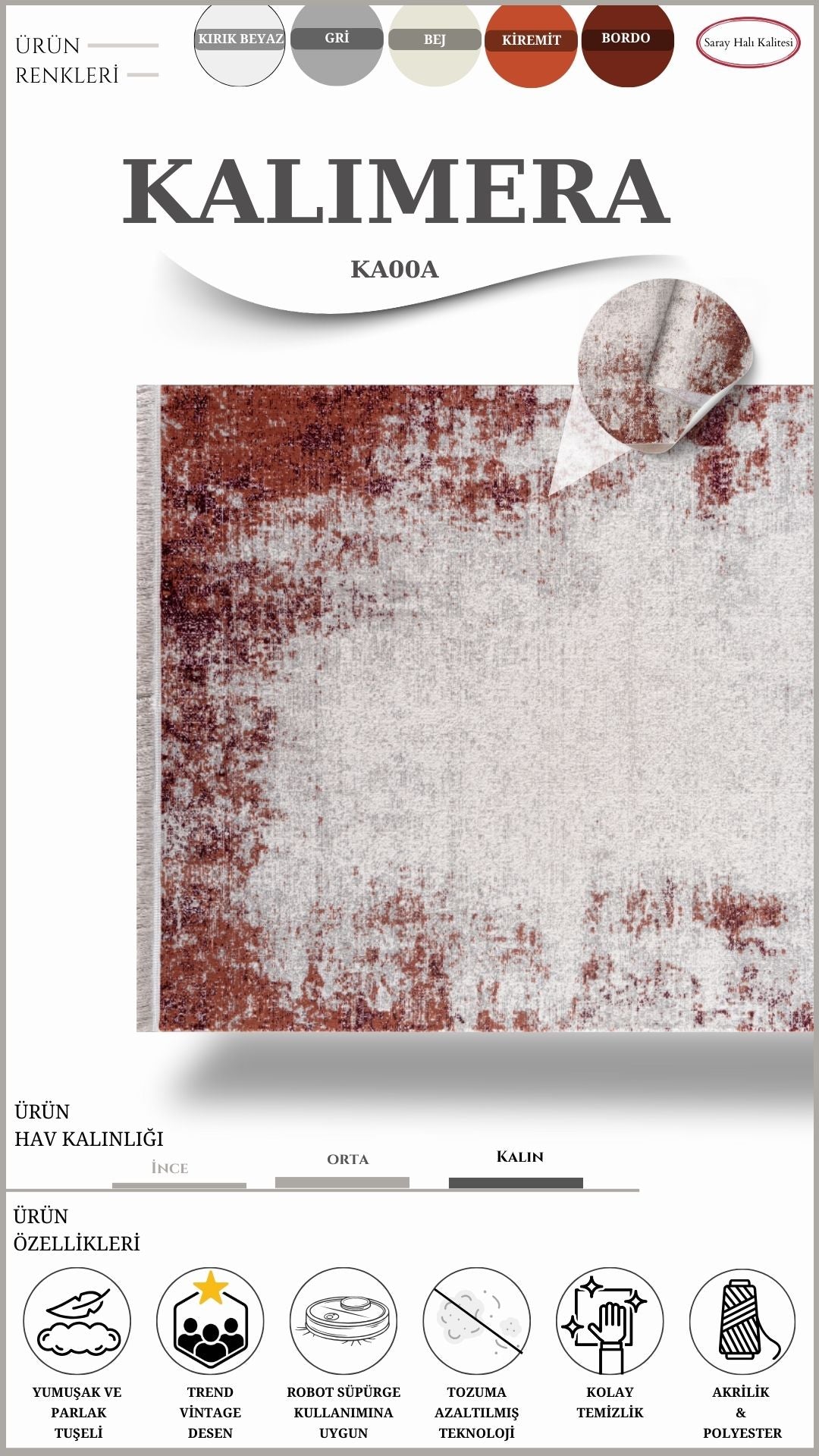 Salon Halısı Yüksek İlmekli KALIMERA KA00A