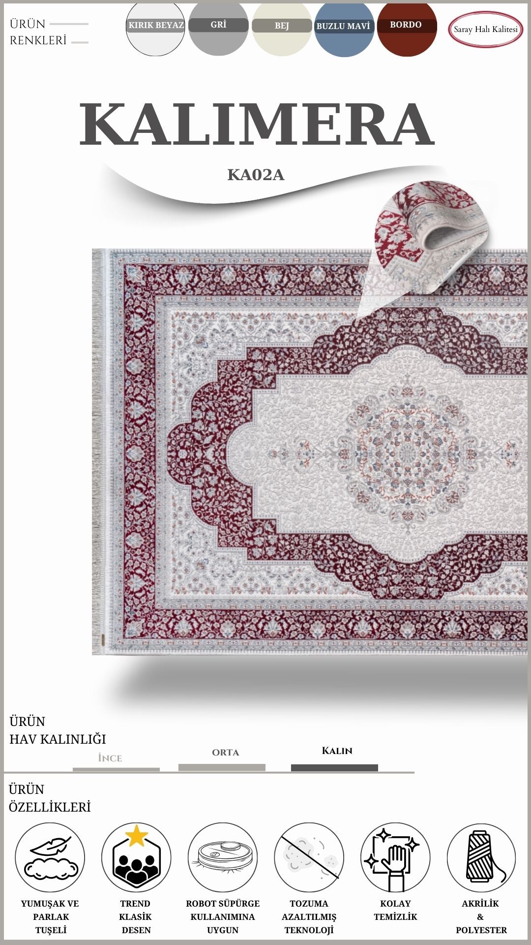 Salon Halısı Yüksek İlmekli KALIMERA KA02A