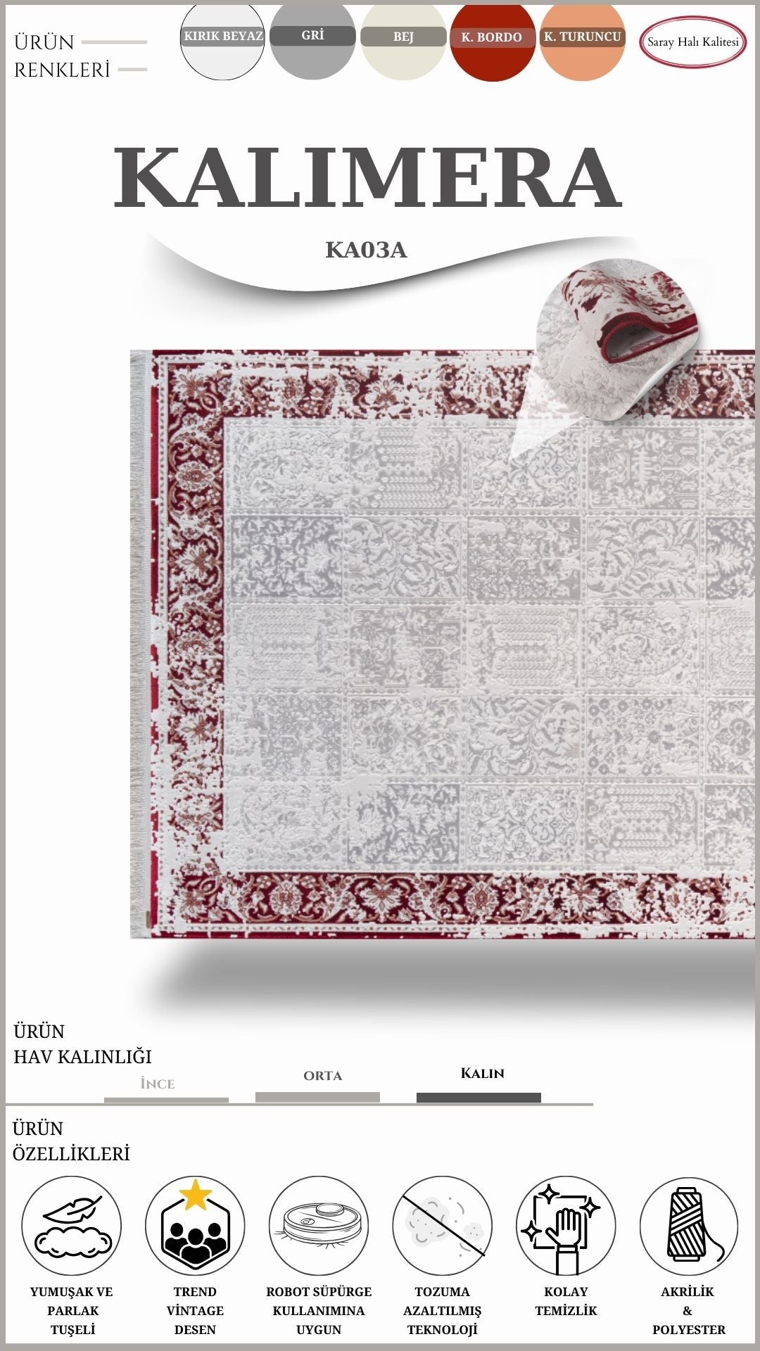 Salon Halısı Yüksek İlmekli KALIMERA KA03A