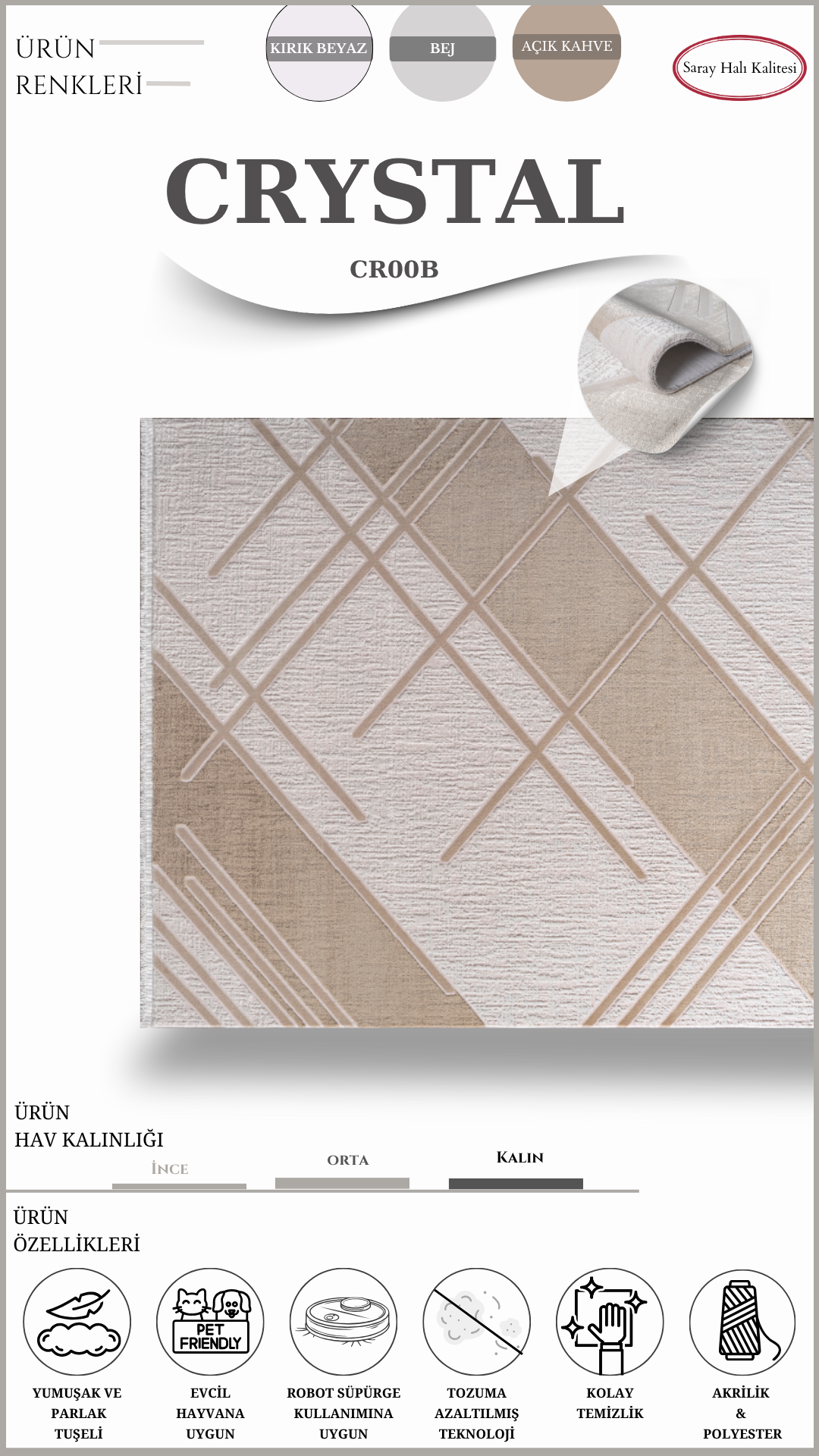 Salon ve Oturma Odası Halısı CRYSTAL CR00B