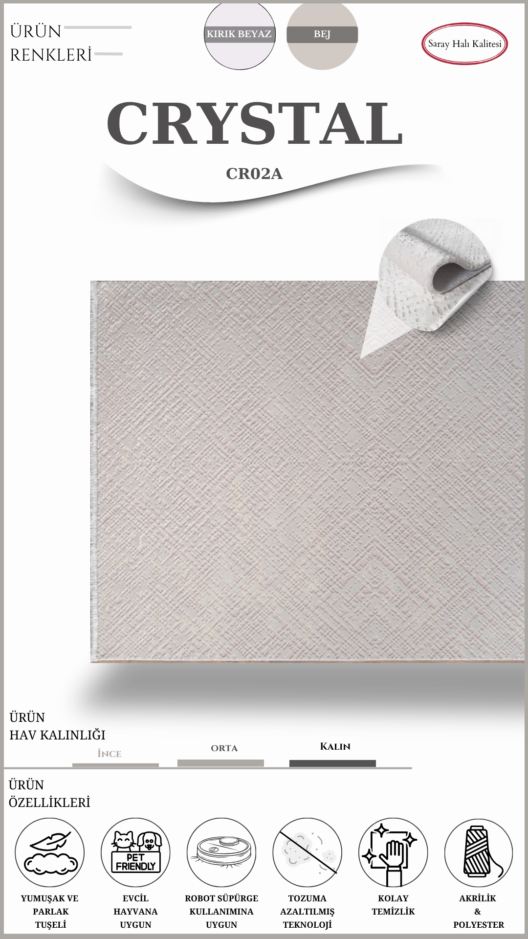 Salon ve Oturma Odası Halısı CRYSTAL CR02A