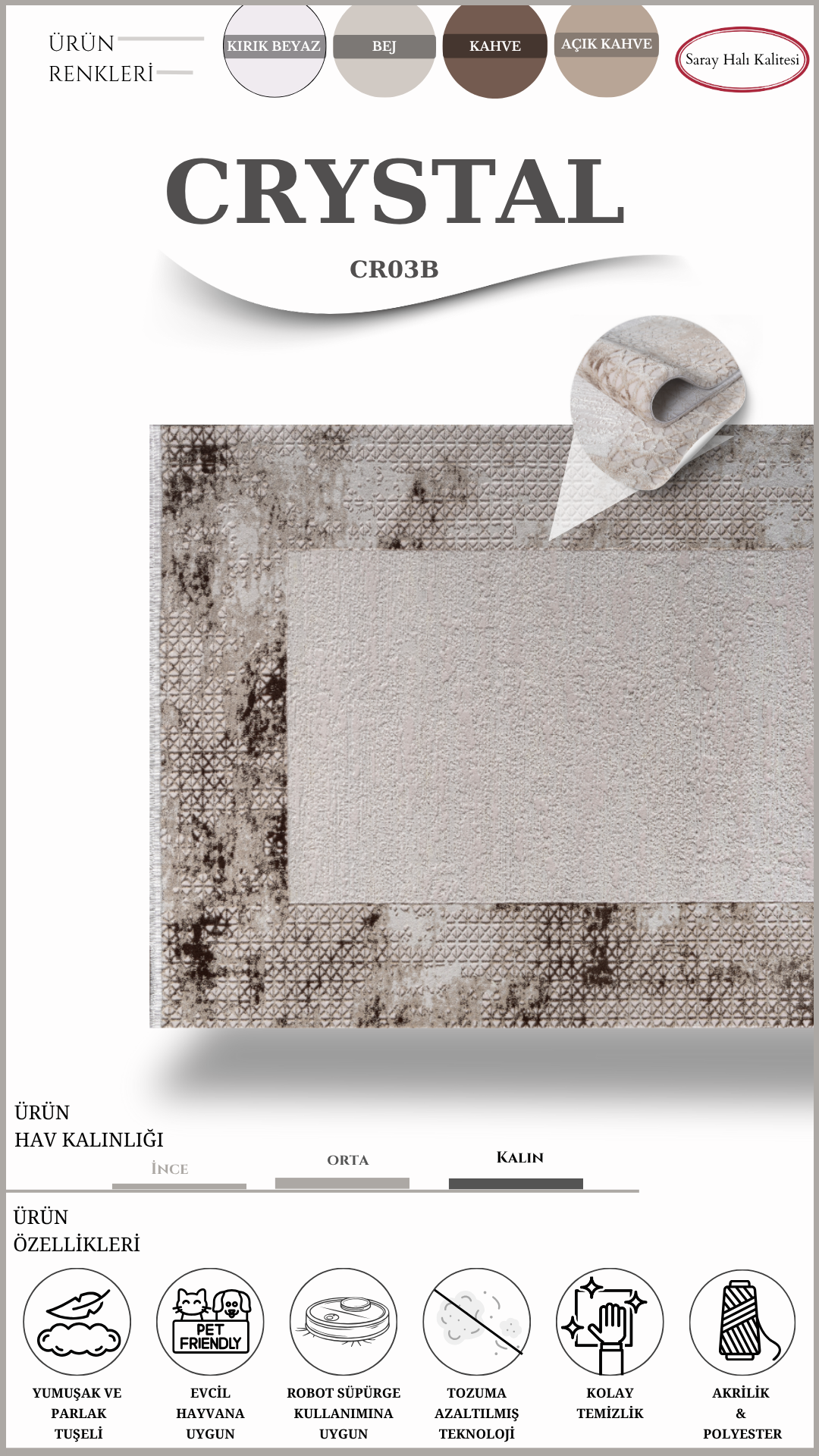 Salon ve Oturma Odası Halısı CRYSTAL CR03B