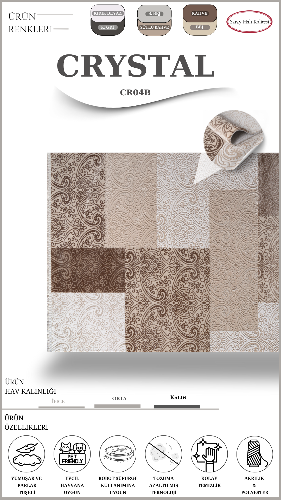 Salon ve Oturma Odası Halısı CRYSTAL CR04B