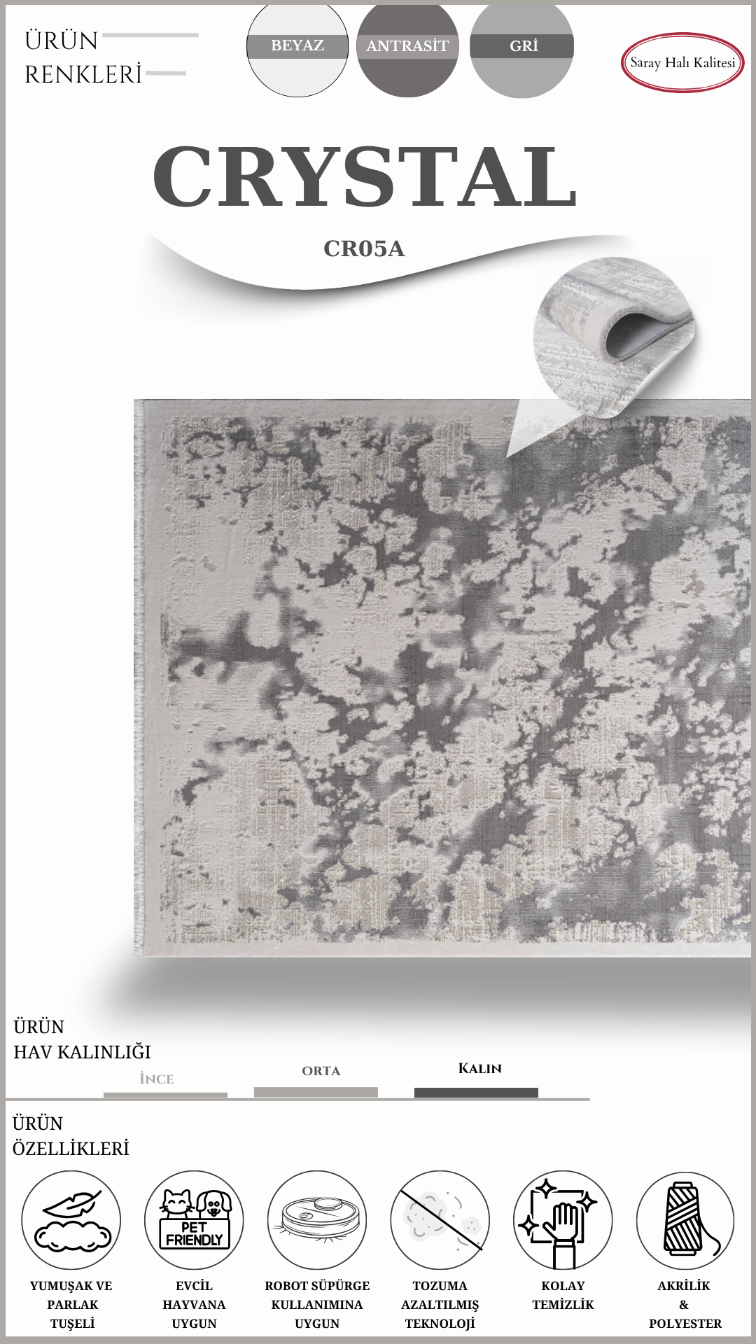 Salon ve Oturma Odası Halısı CRYSTAL CR05A