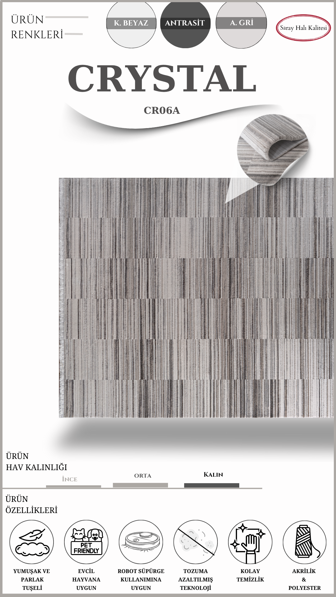 Salon ve Oturma Odası Halısı CRYSTAL CR06A