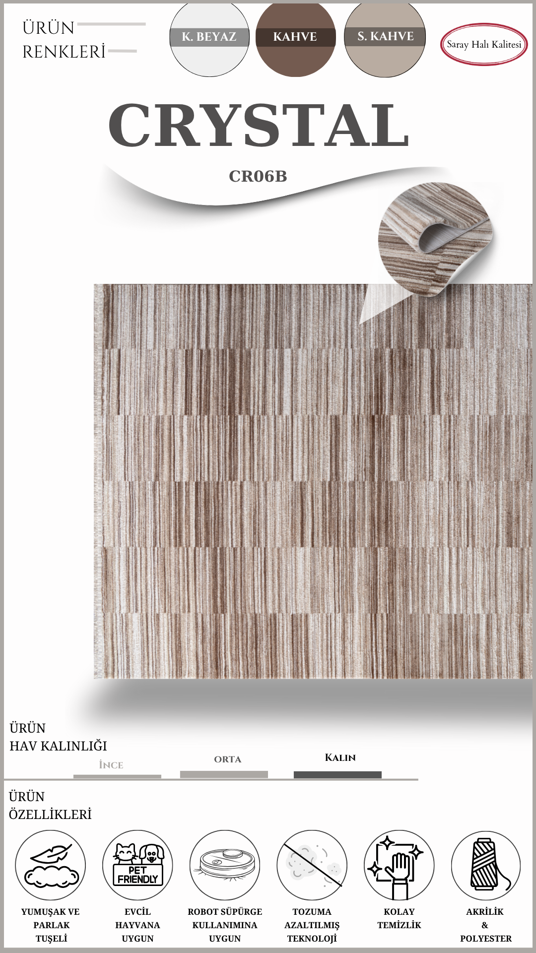 Salon ve Oturma Odası Halısı CRYSTAL CR06B