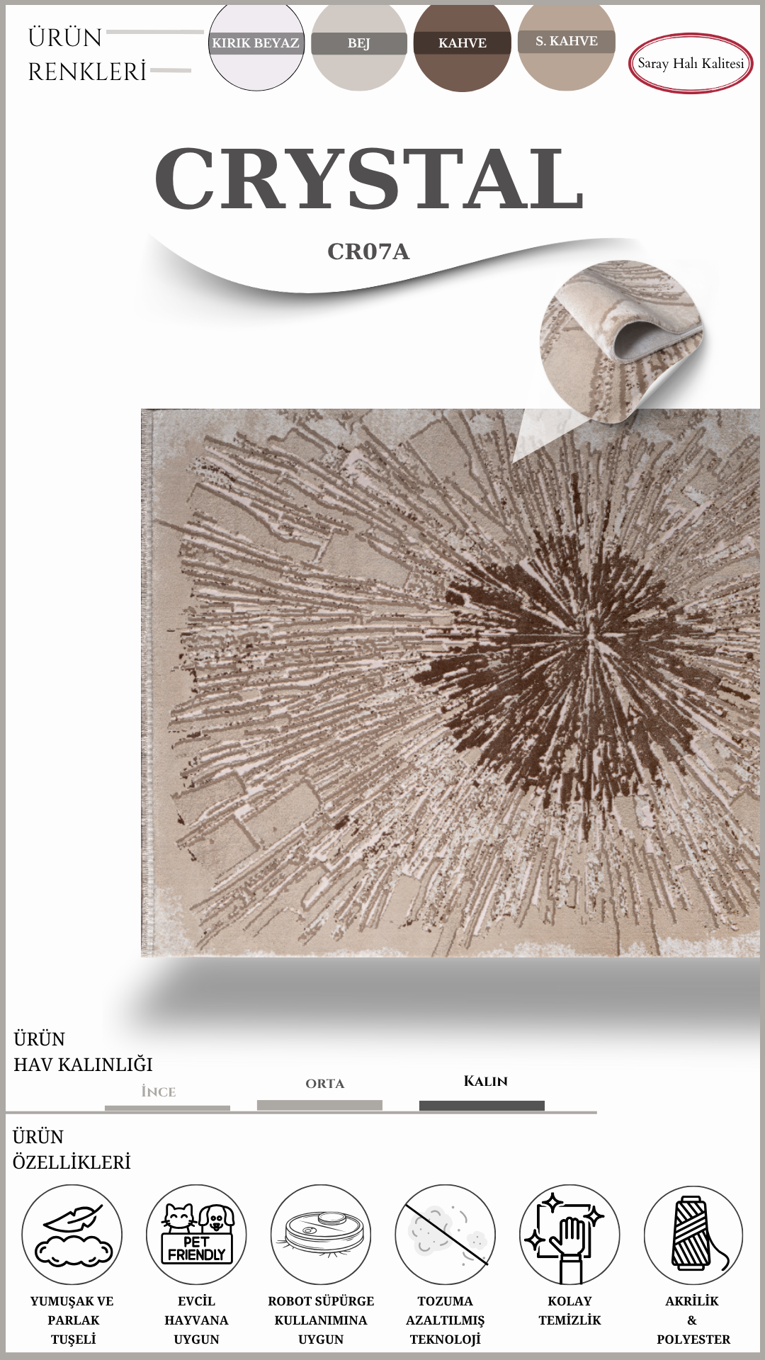 Salon ve Oturma Odası Halısı CRYSTAL CR07A